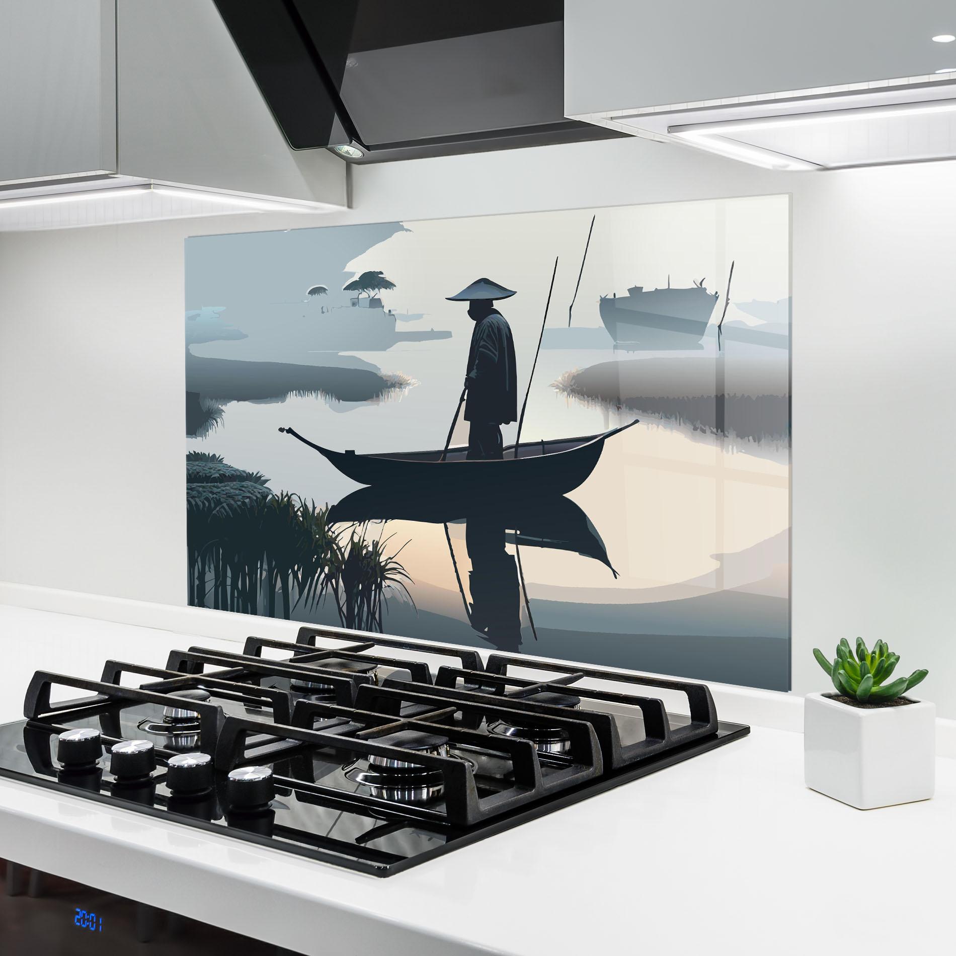 Konyhai üveg hátfal Japan Fisherman mockup 6