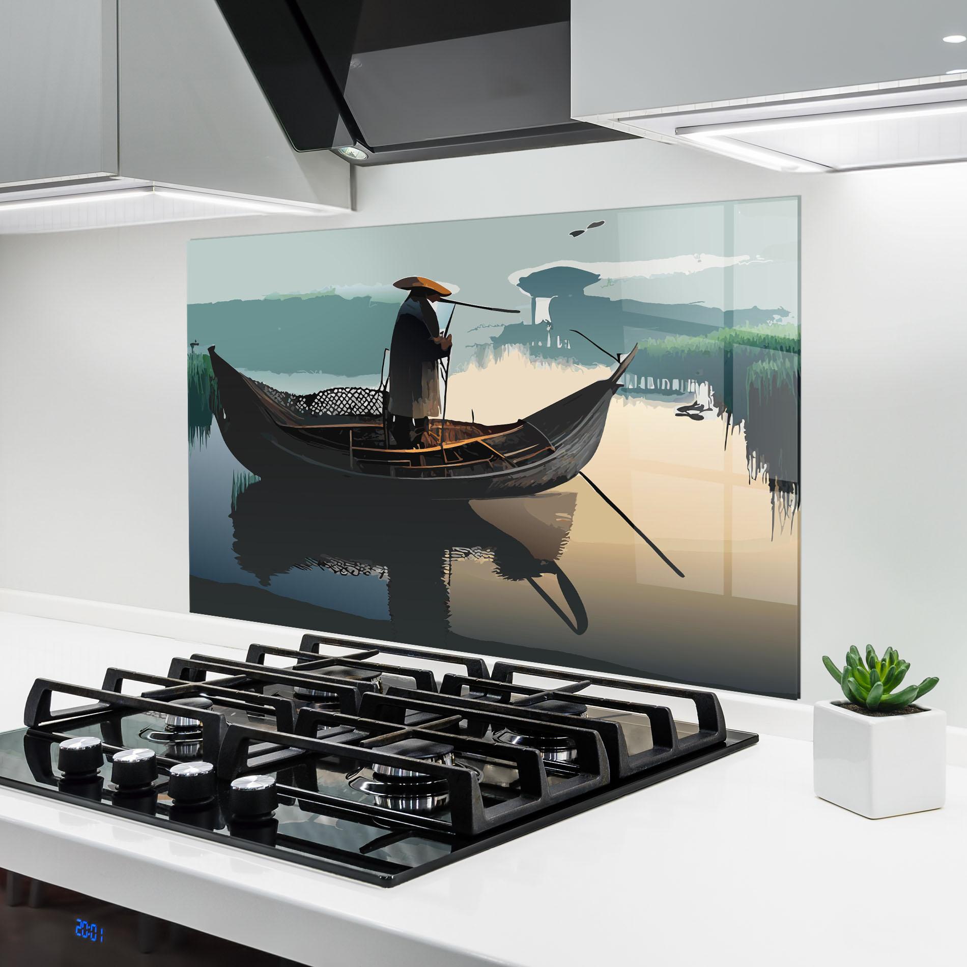 Konyhai üveg hátfal Japan Man Lake mockup 6