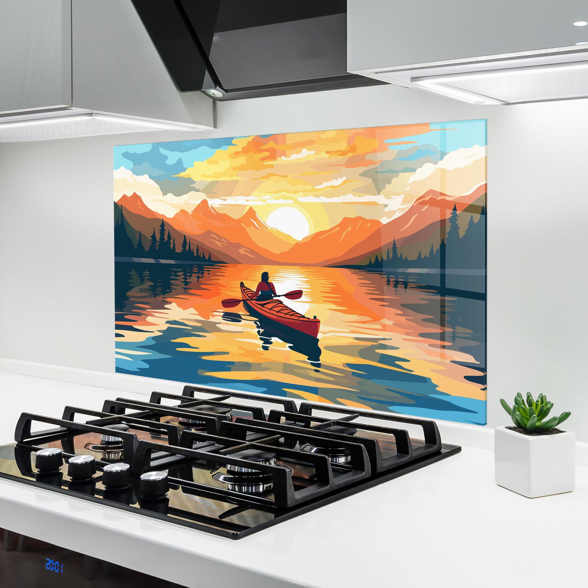 Konyhai üveg hátfal Young_woman_kayaking_in_crystal_lake_illustration_6 mockup 6