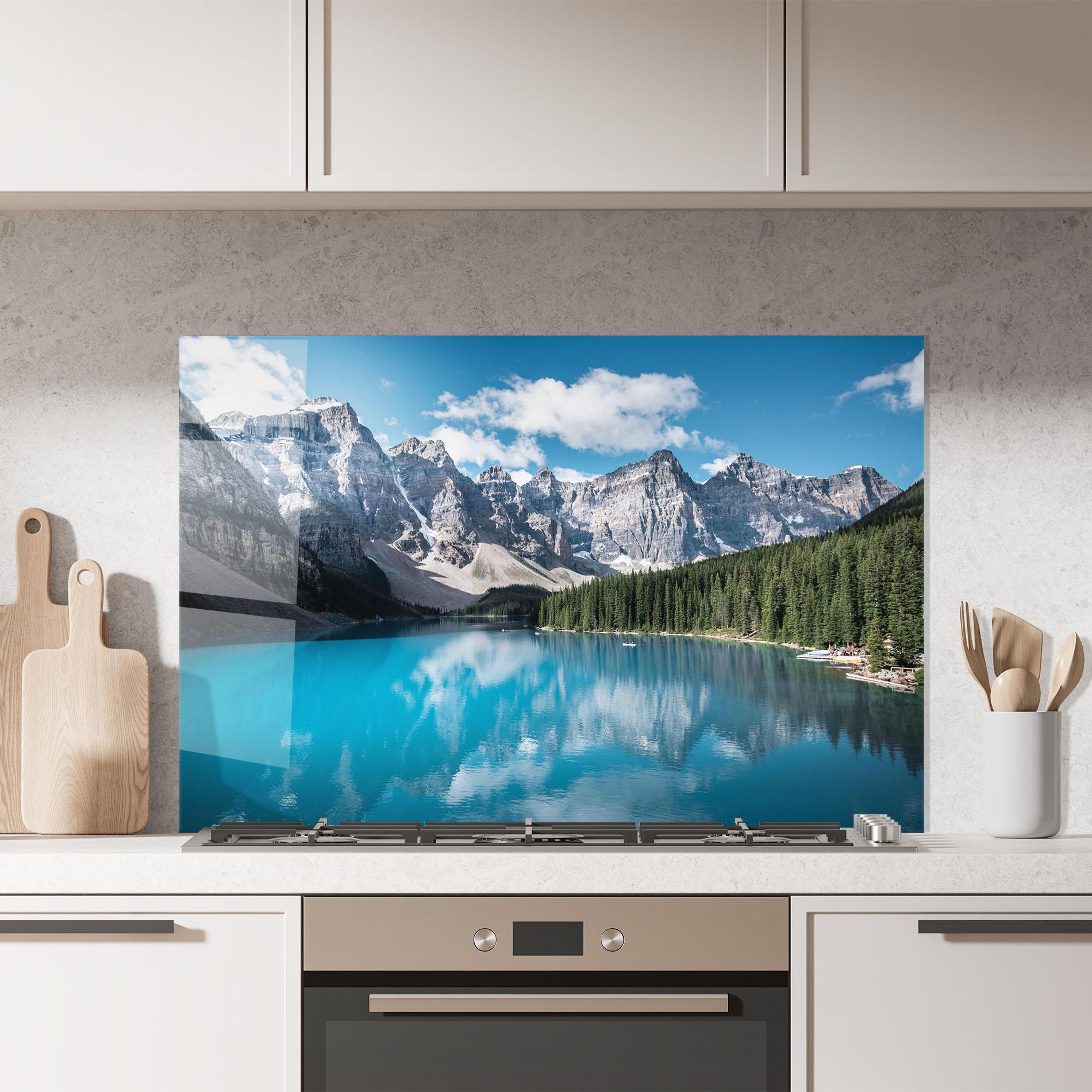 Konyhai üveg hátfal Beautiful Lake Canada mockup 7
