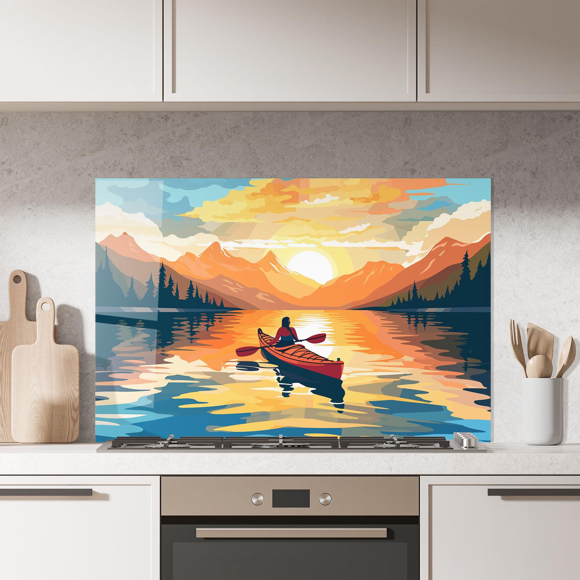Konyhai üveg hátfal Young_woman_kayaking_in_crystal_lake_illustration_6 mockup 7