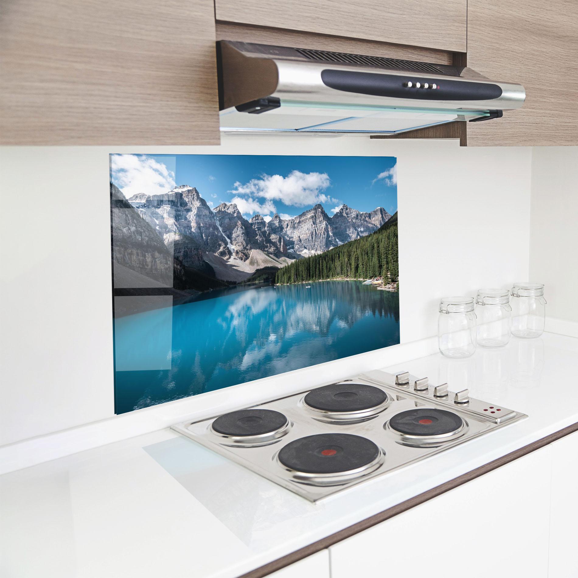 Konyhai üveg hátfal Beautiful Lake Canada mockup 8