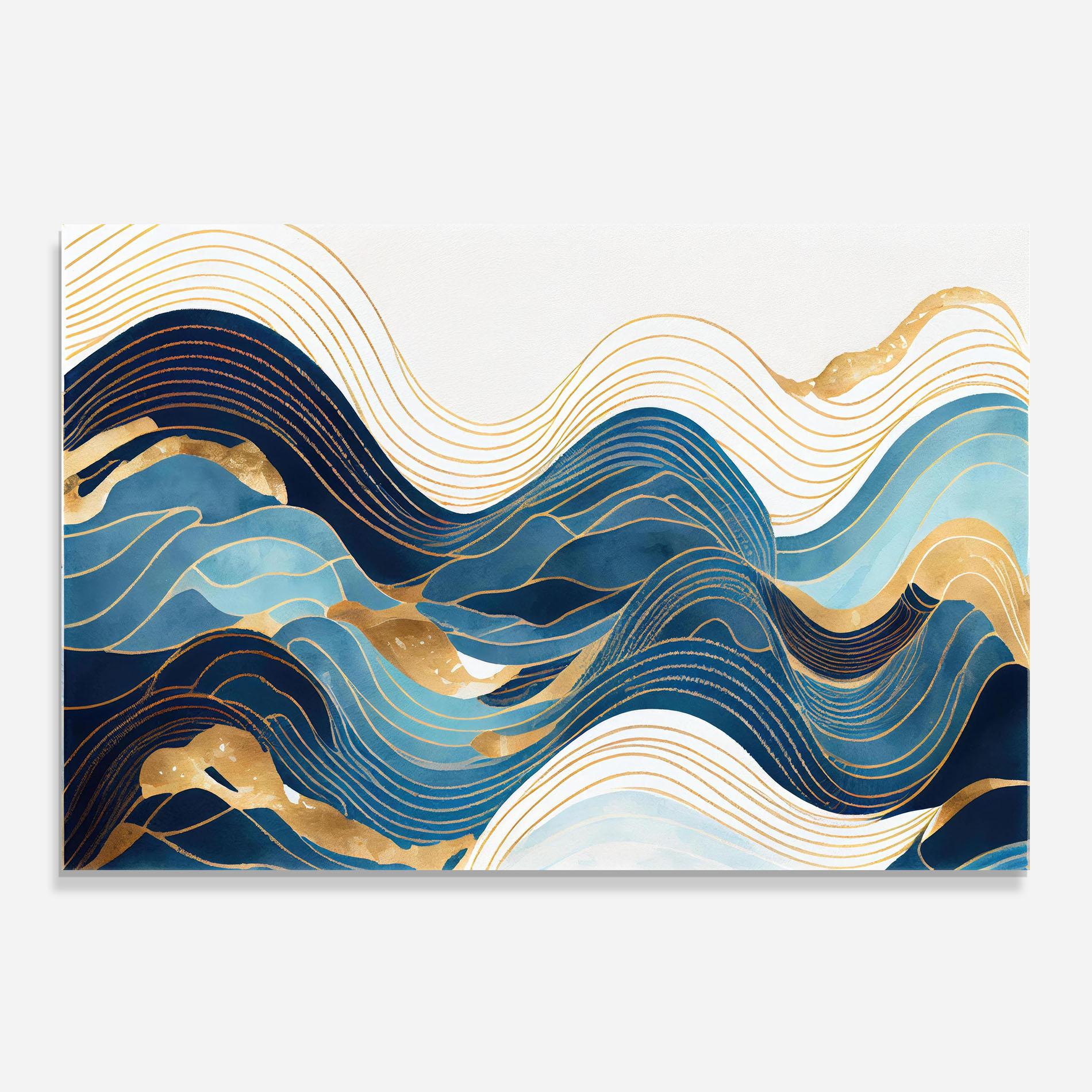 Konyhai üveg hátfal Blue Wave Mountain mockup 0