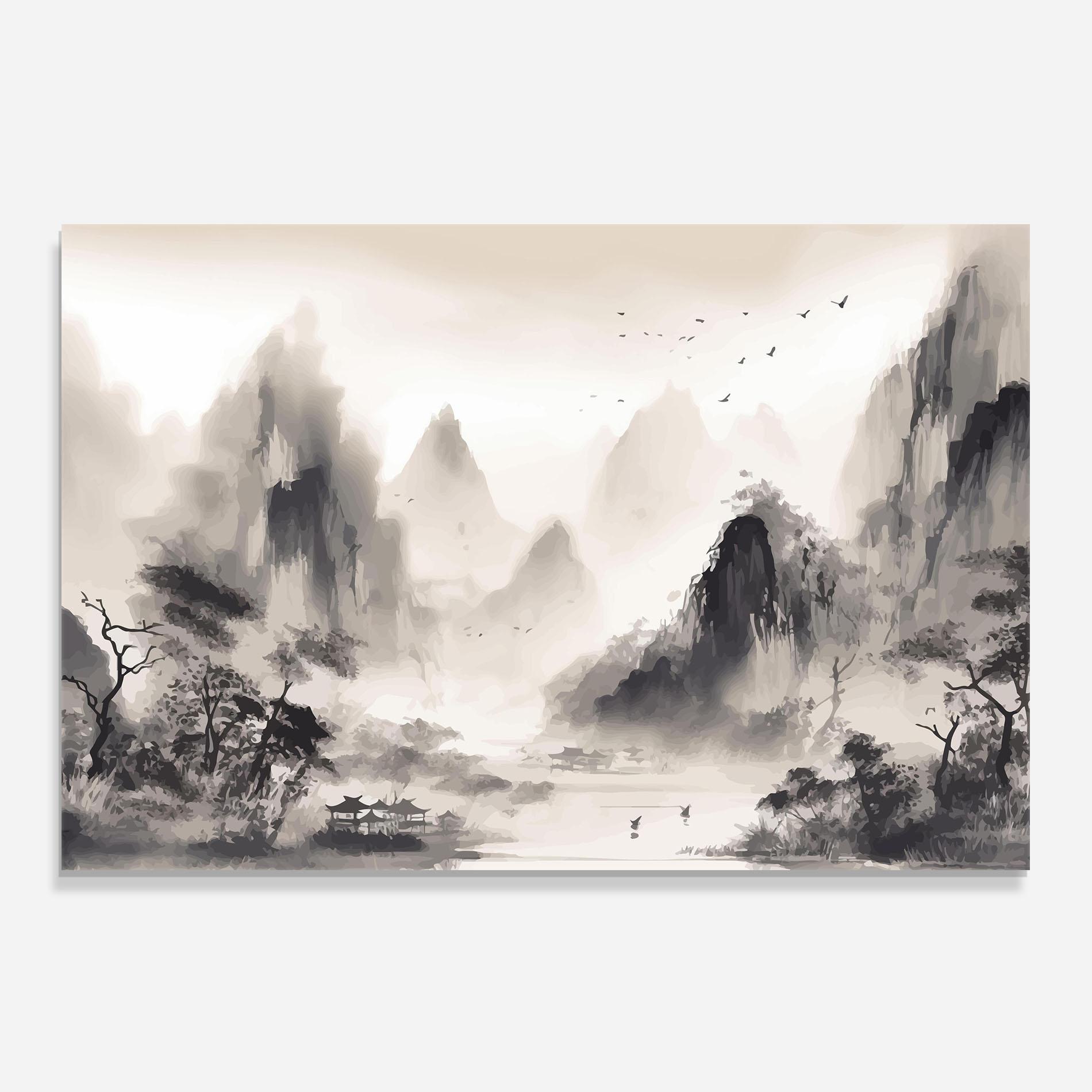 Konyhai üveg hátfal Far Away Mountain mockup 0