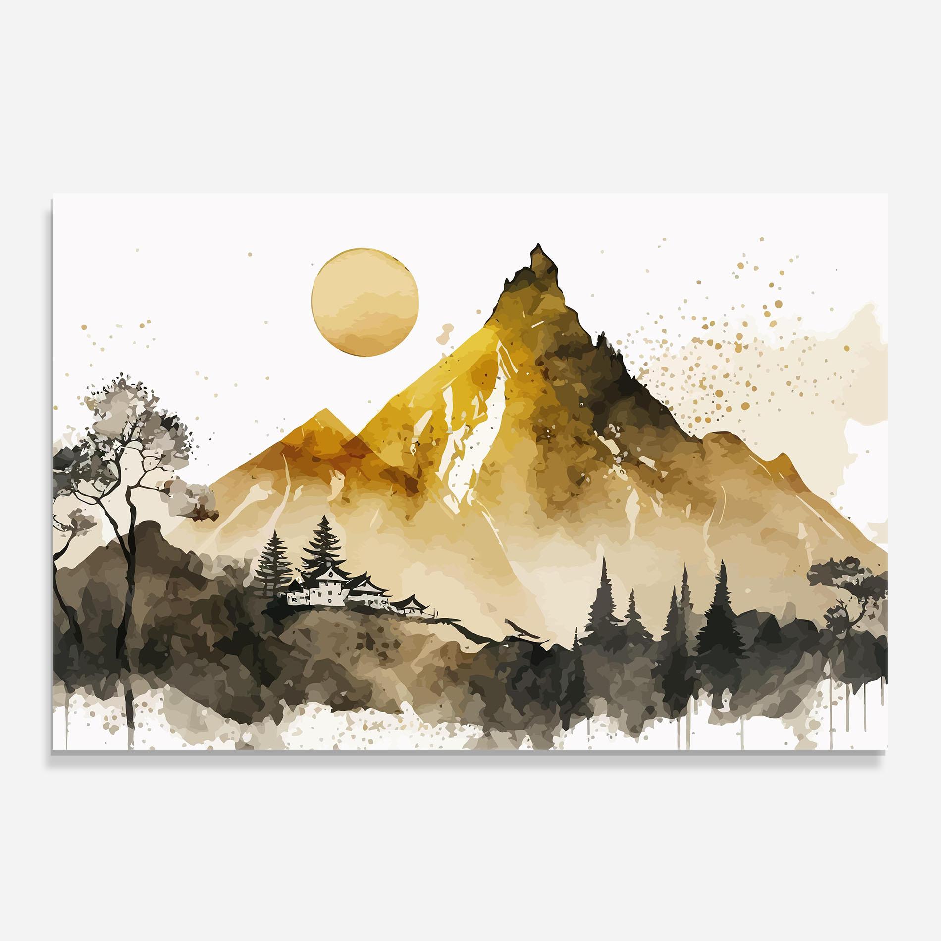 Konyhai üveg hátfal Gold Mountain Art mockup 0
