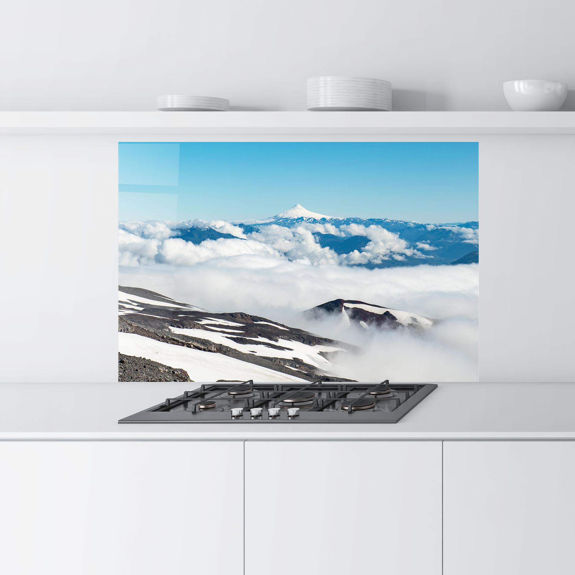 Konyhai üveg hátfal Cloudy High View mockup 9