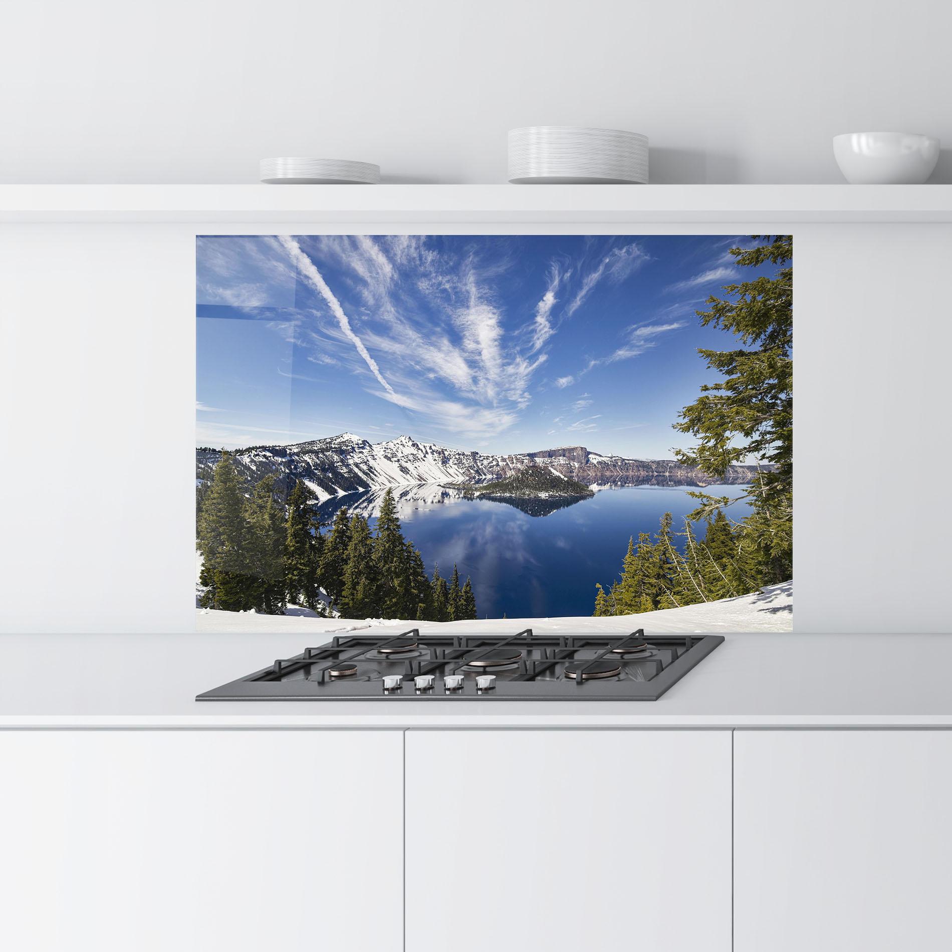 Konyhai üveg hátfal White Snowy Mountain mockup 9