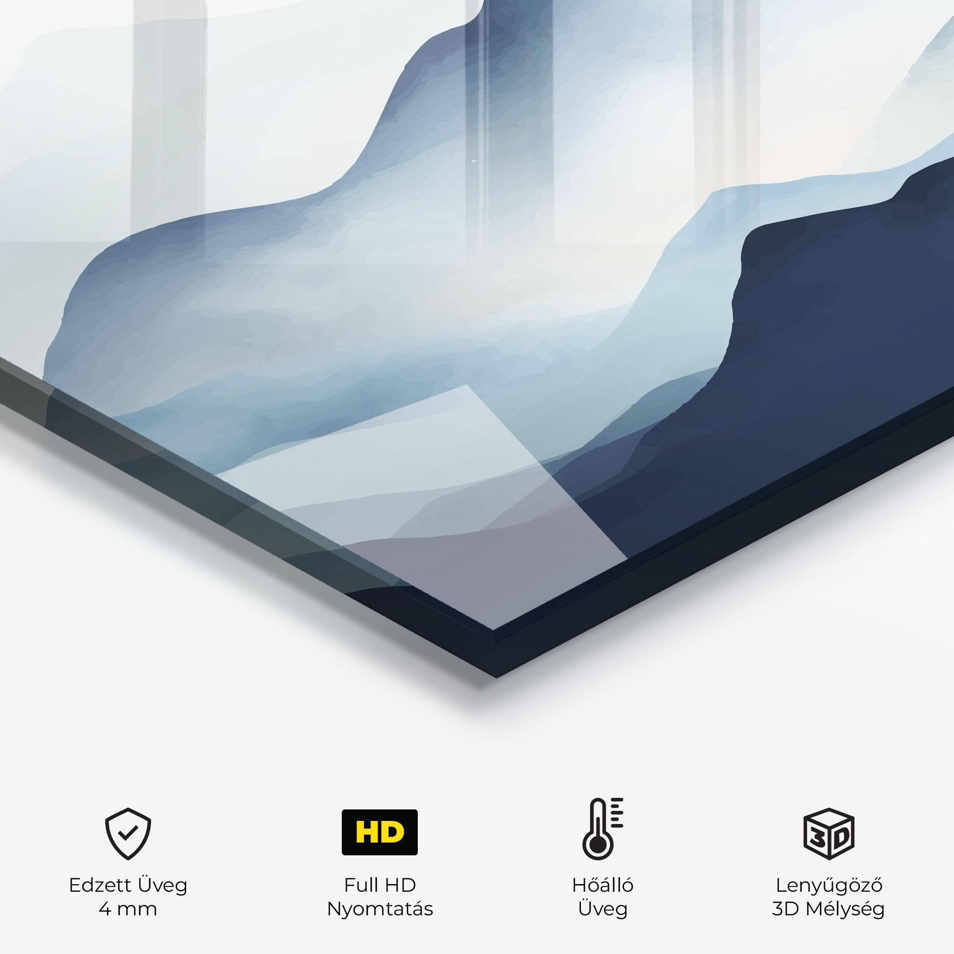 Konyhai üveg hátfal Blue Foggy Mountain mockup 2