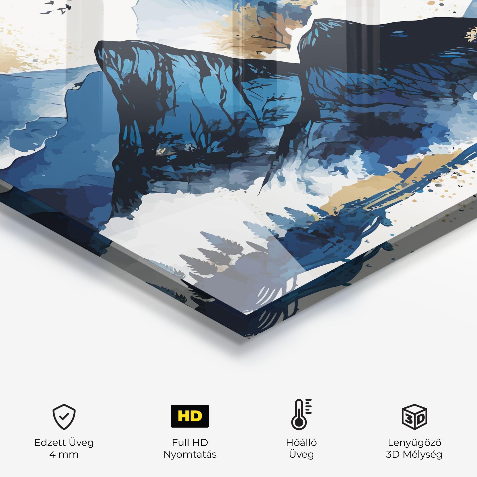 Konyhai üveg hátfal Blue Mountain Moon mockup 2