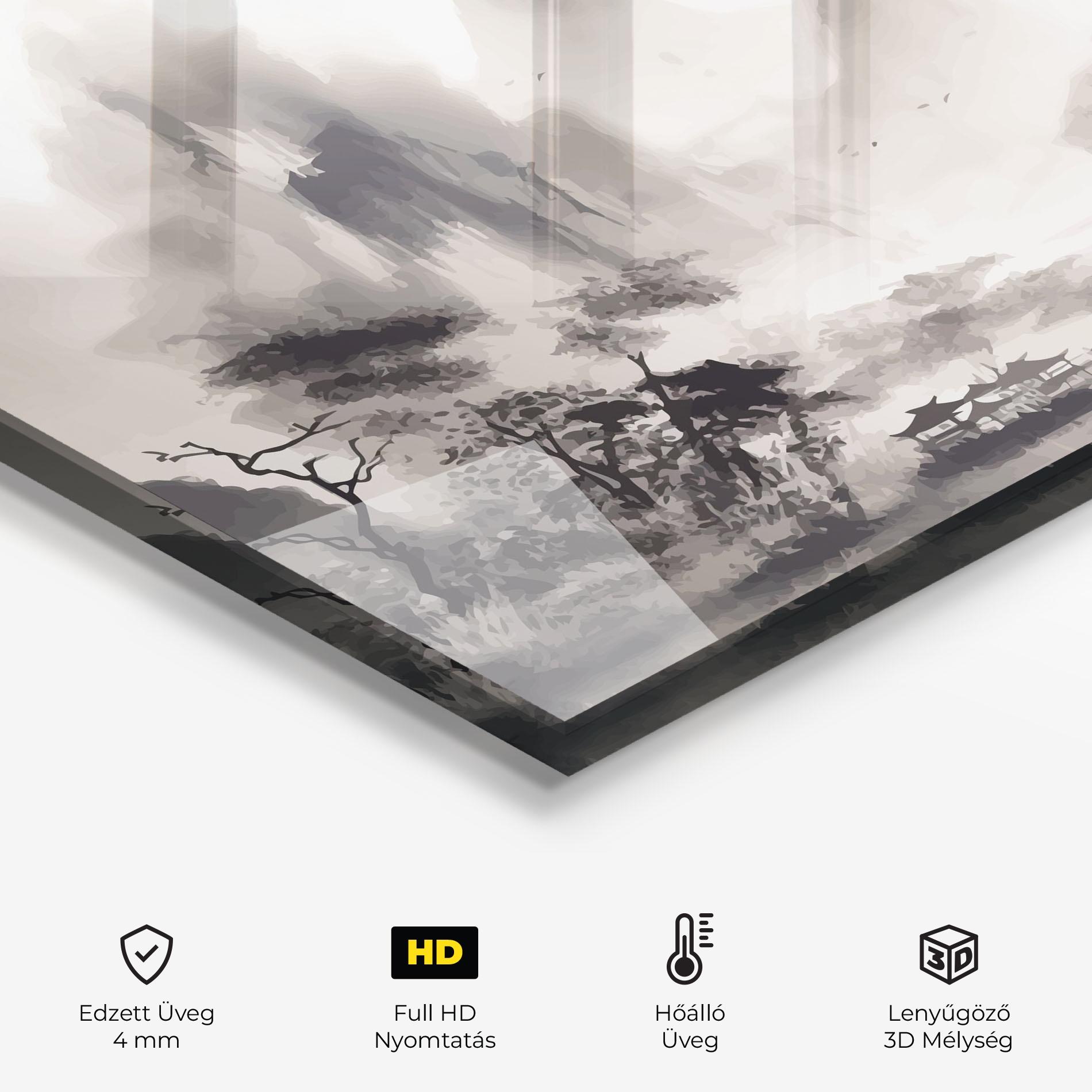 Konyhai üveg hátfal Far Away Mountain mockup 2