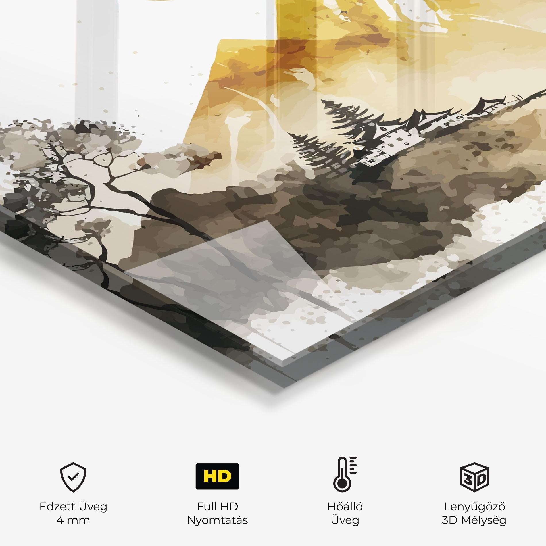 Konyhai üveg hátfal Gold Mountain Art mockup 2