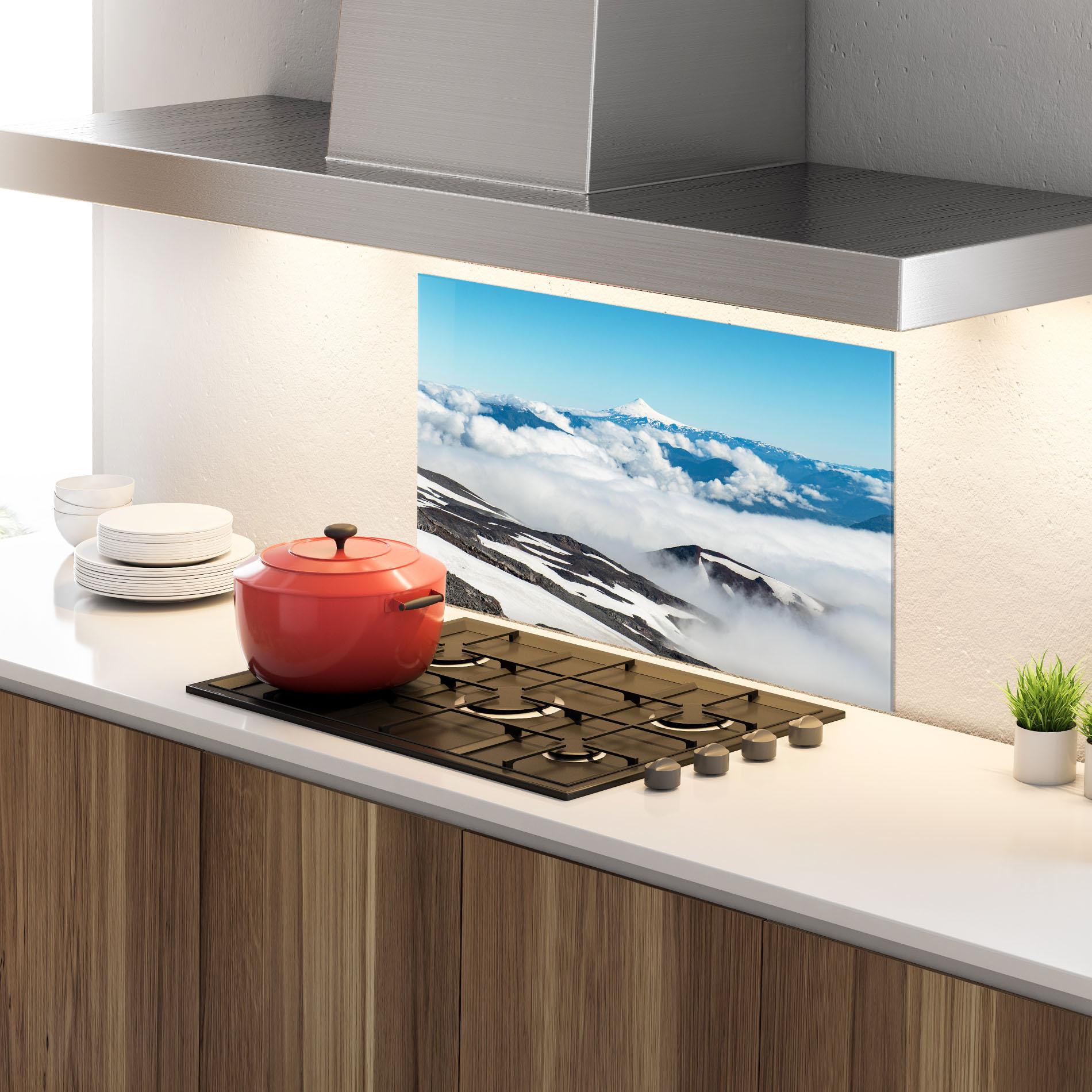 Konyhai üveg hátfal Cloudy High View mockup 4