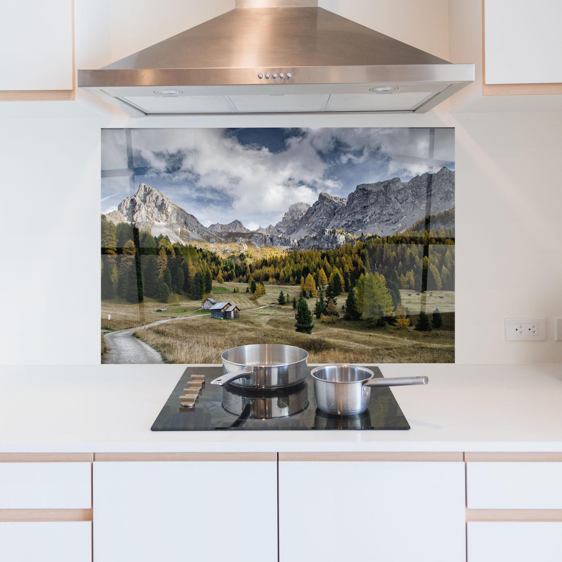 Konyhai üveg hátfal Cloudy Mountains View mockup 5