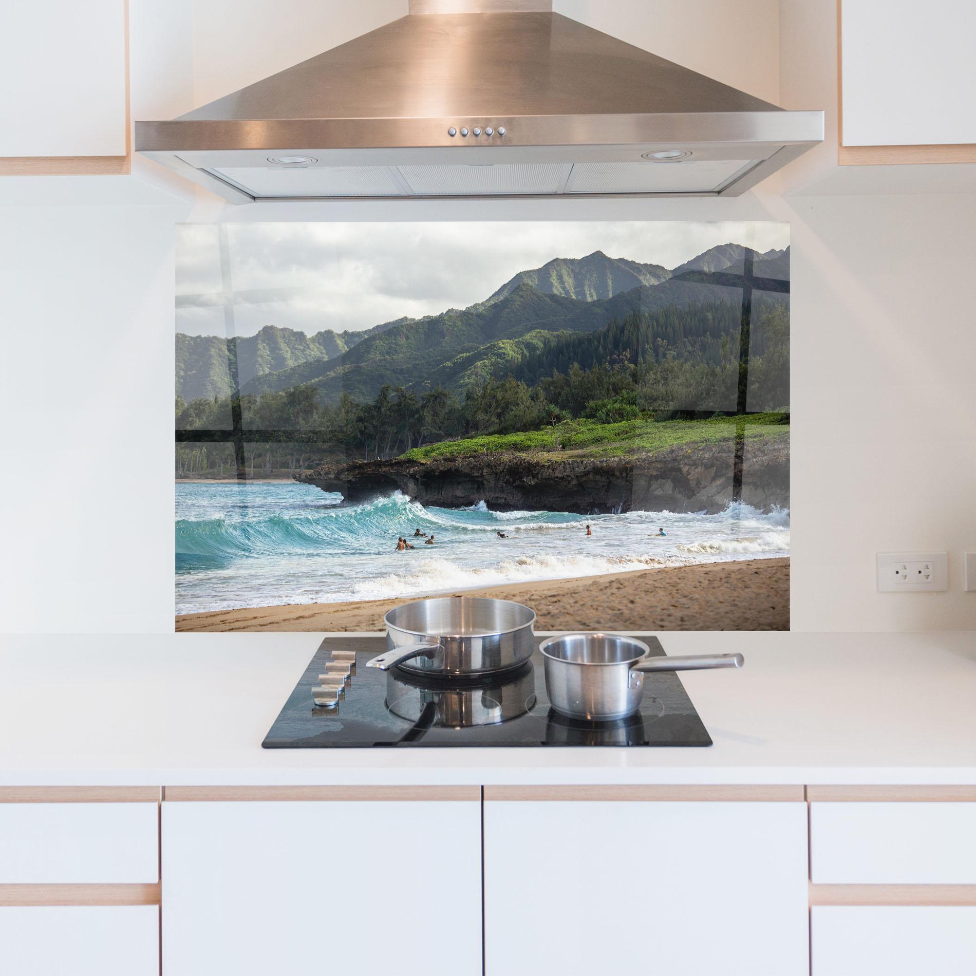 Konyhai üveg hátfal Fun Waves mockup 5