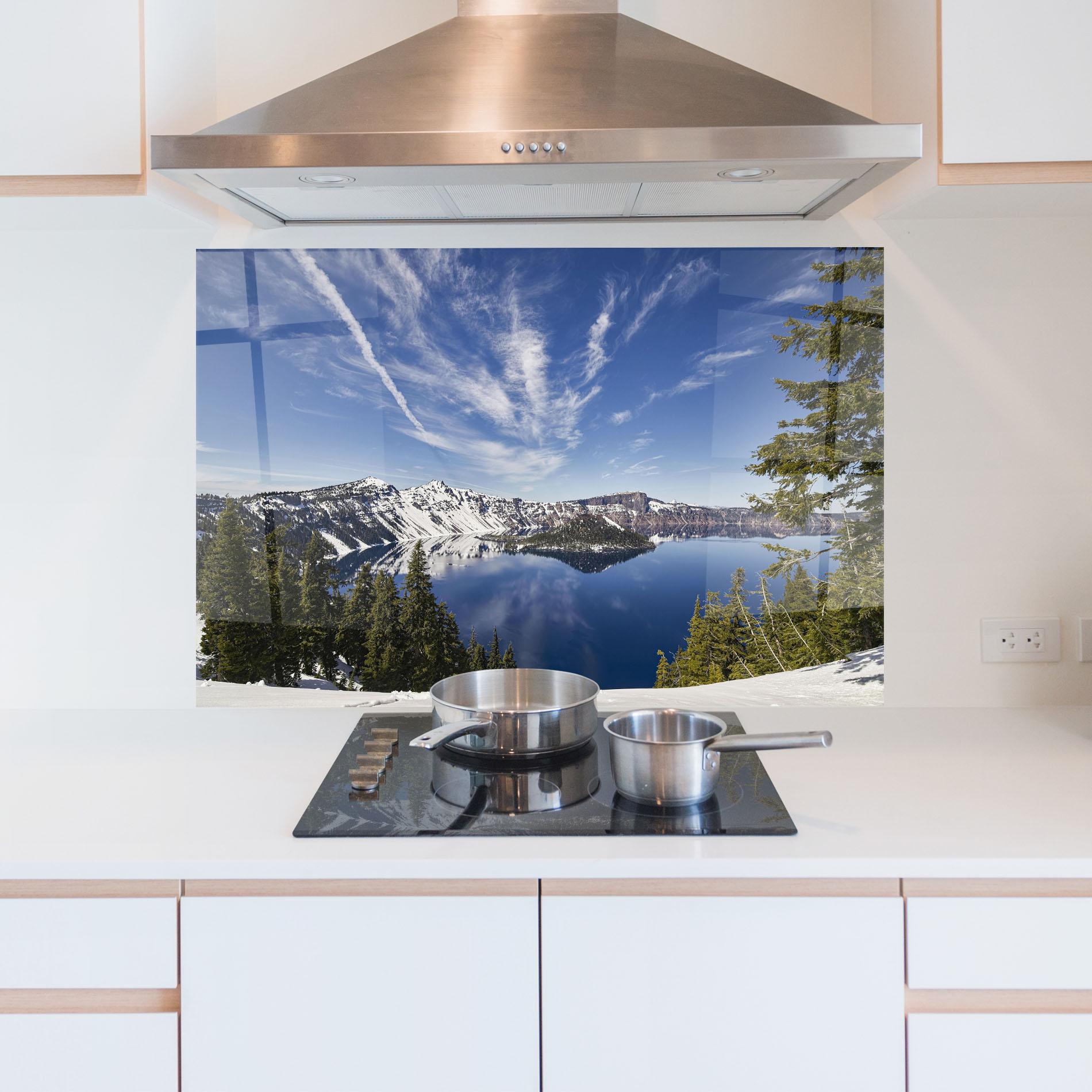 Konyhai üveg hátfal White Snowy Mountain mockup 5