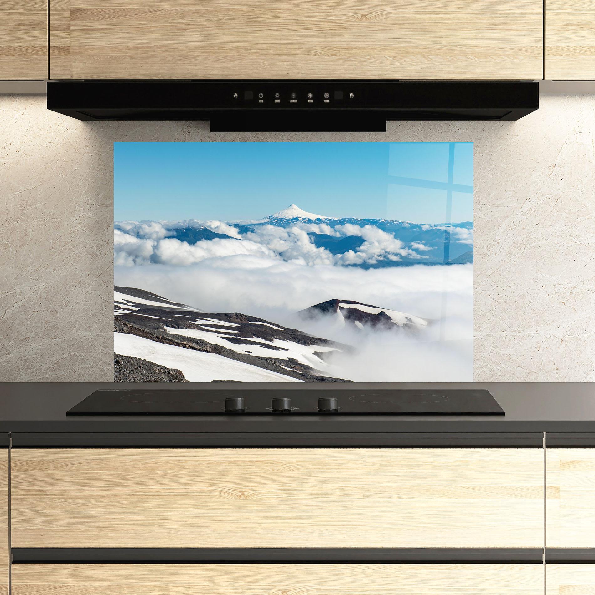 Konyhai üveg hátfal Cloudy High View mockup 3