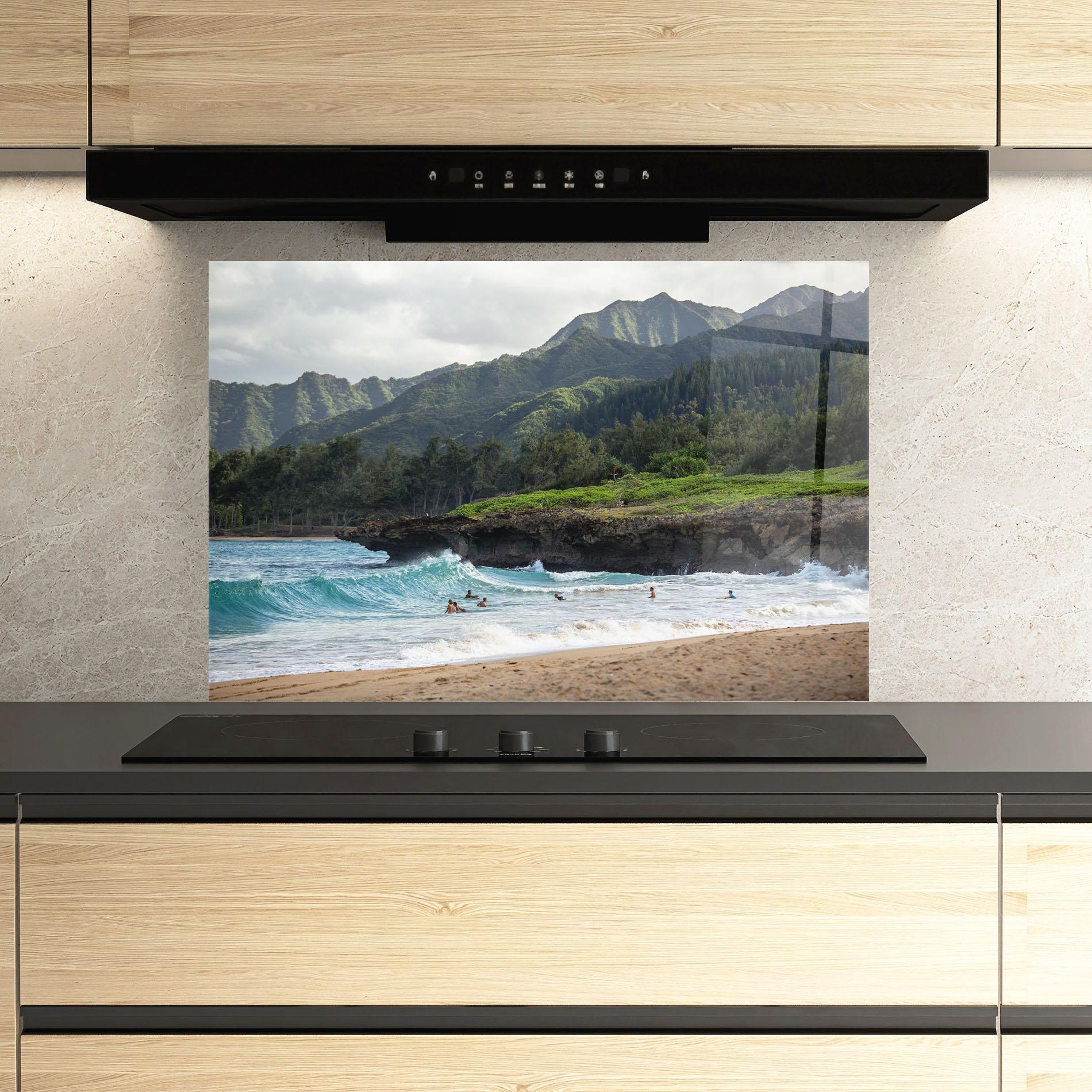 Konyhai üveg hátfal Fun Waves mockup 3