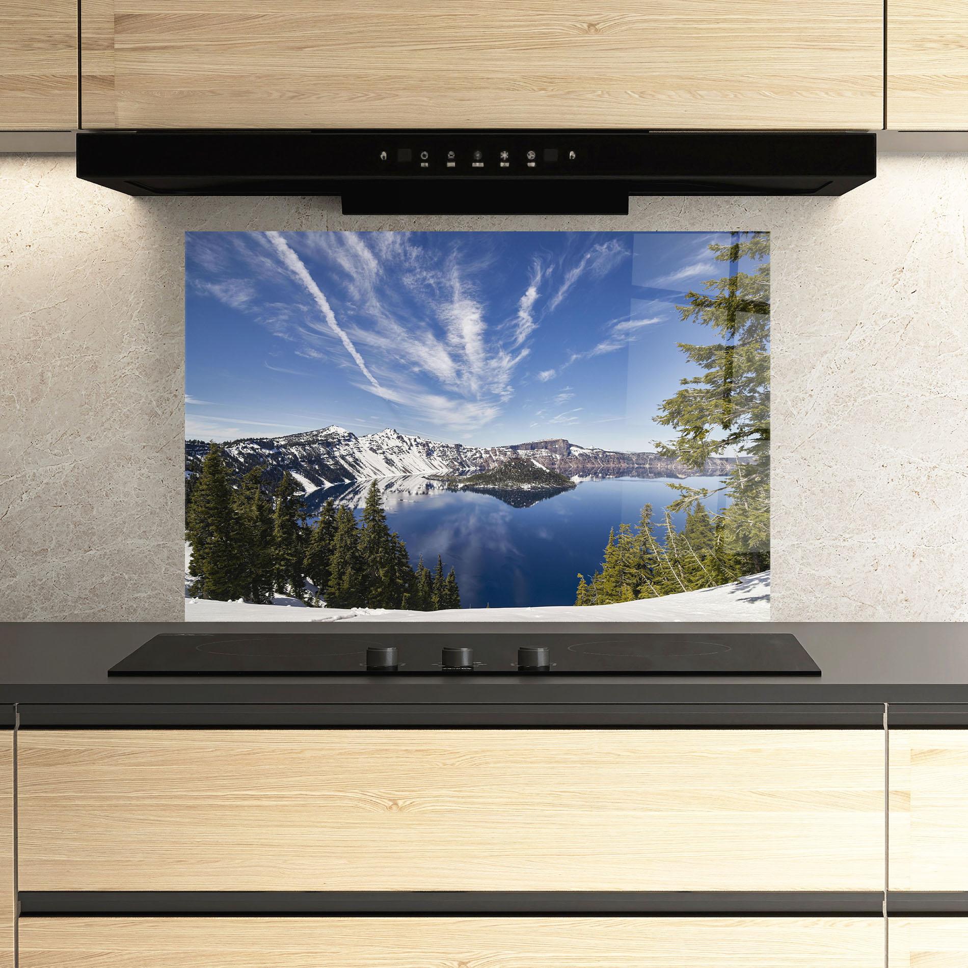 Konyhai üveg hátfal White Snowy Mountain mockup 3