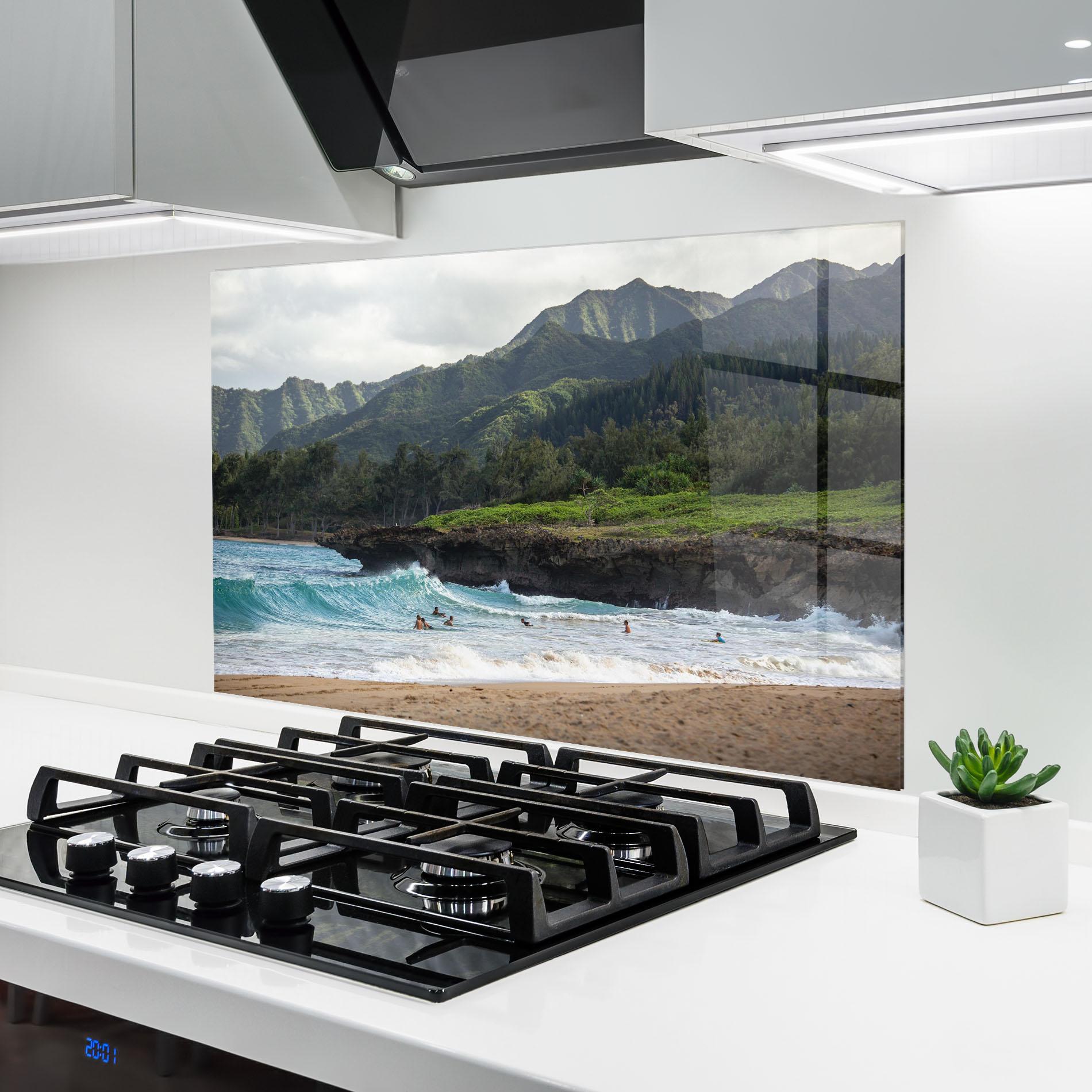 Konyhai üveg hátfal Fun Waves mockup 6