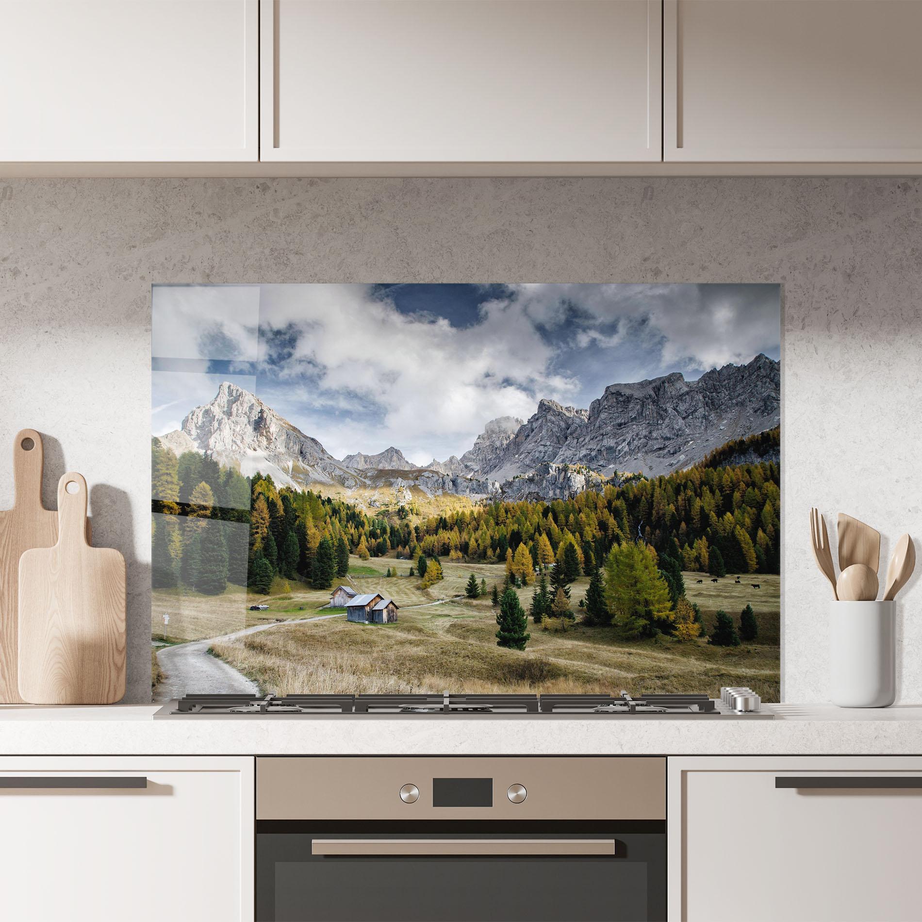 Konyhai üveg hátfal Cloudy Mountains View mockup 7