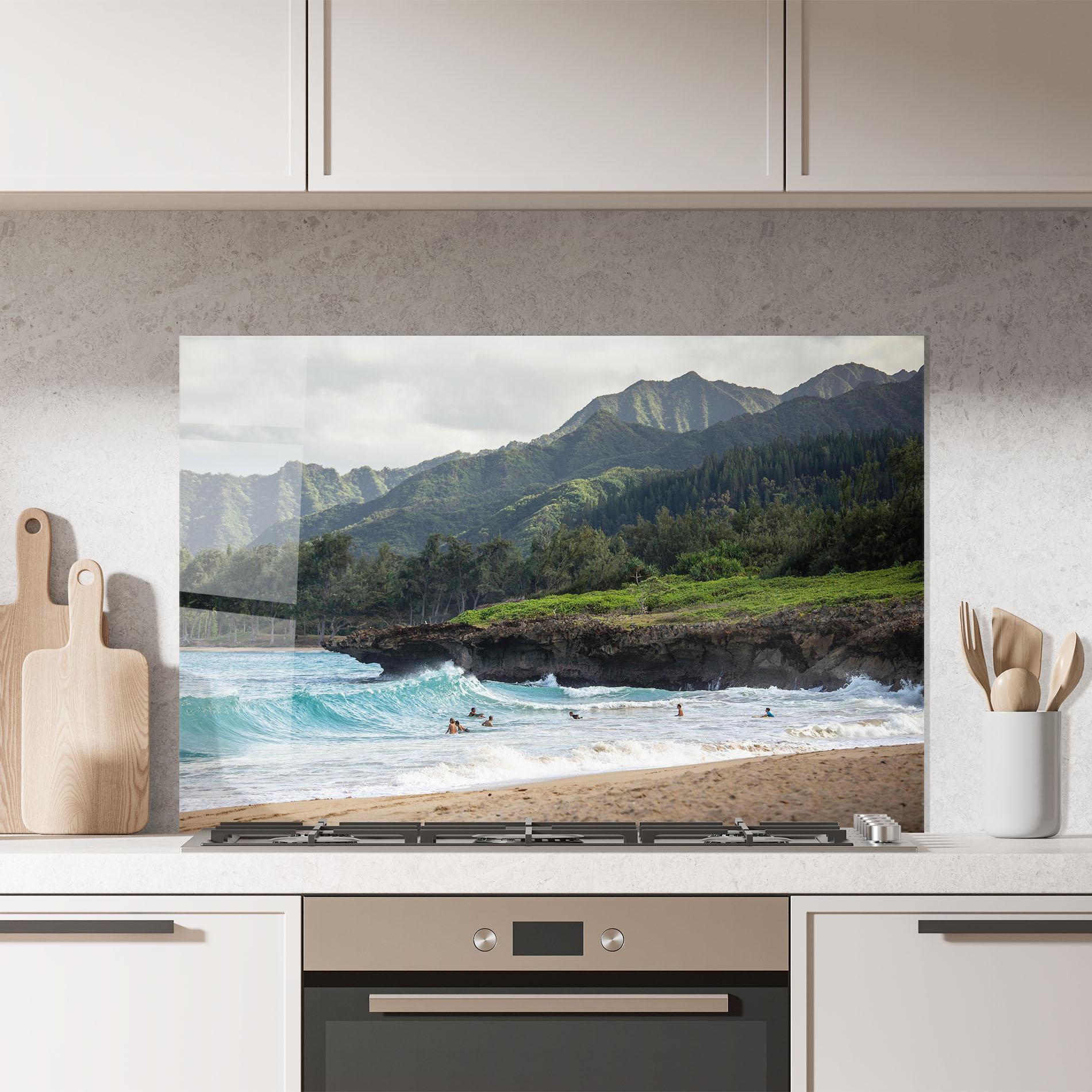 Konyhai üveg hátfal Fun Waves mockup 7