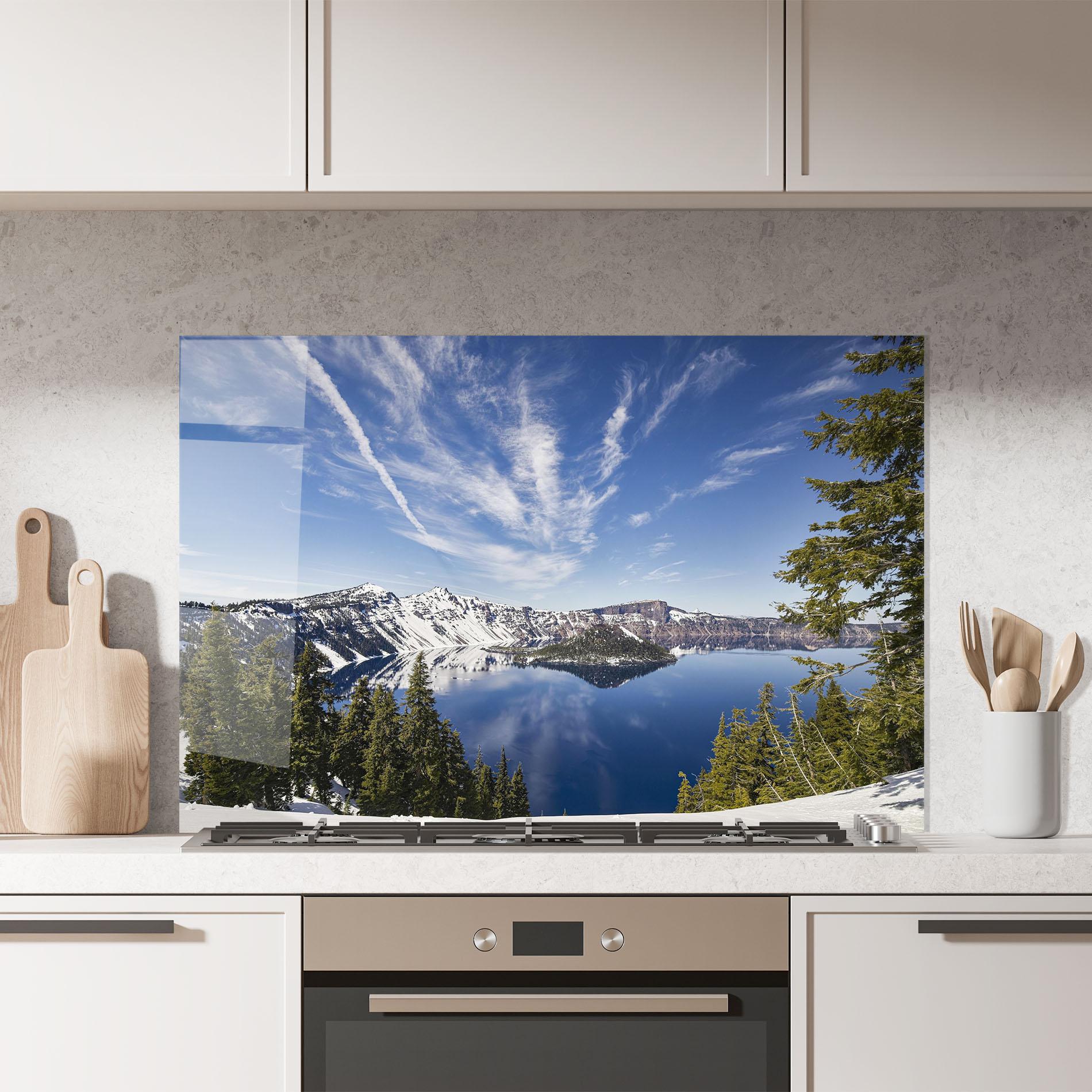 Konyhai üveg hátfal White Snowy Mountain mockup 7