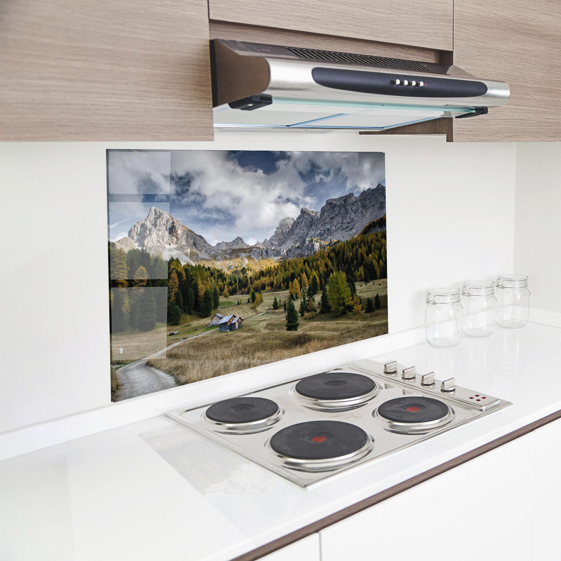 Konyhai üveg hátfal Cloudy Mountains View mockup 8