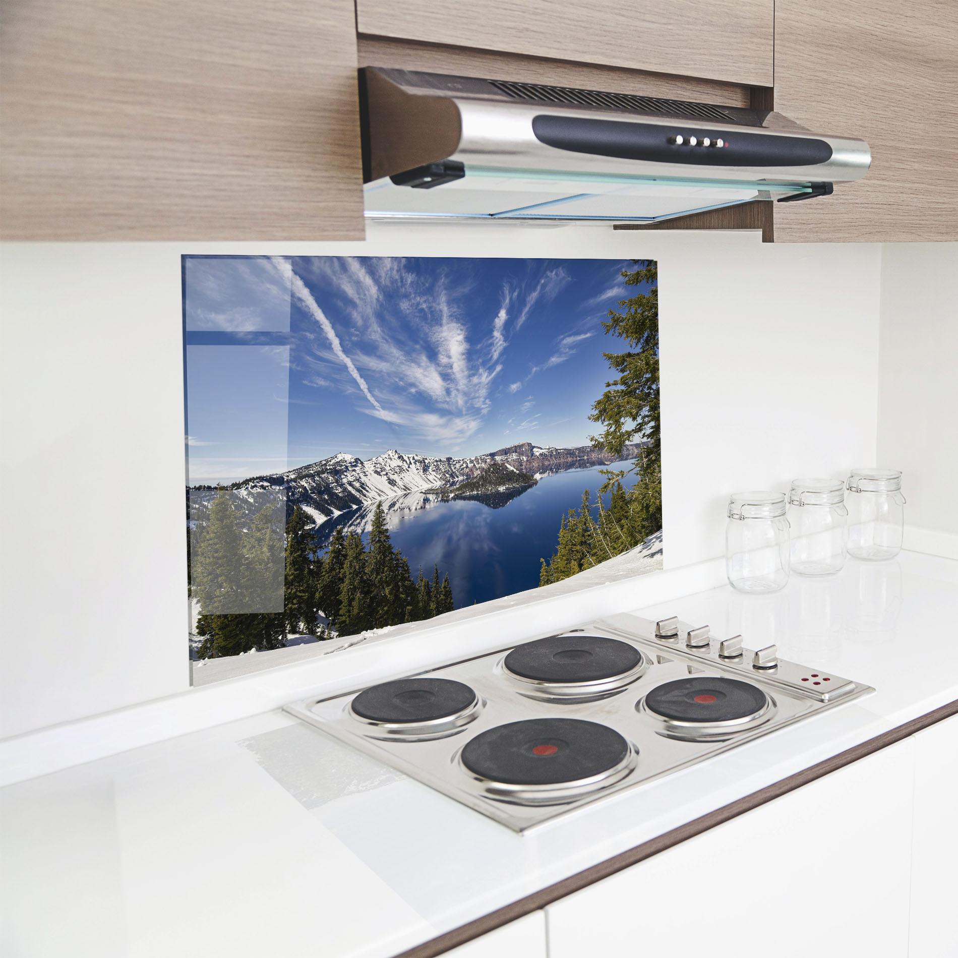 Konyhai üveg hátfal White Snowy Mountain mockup 8