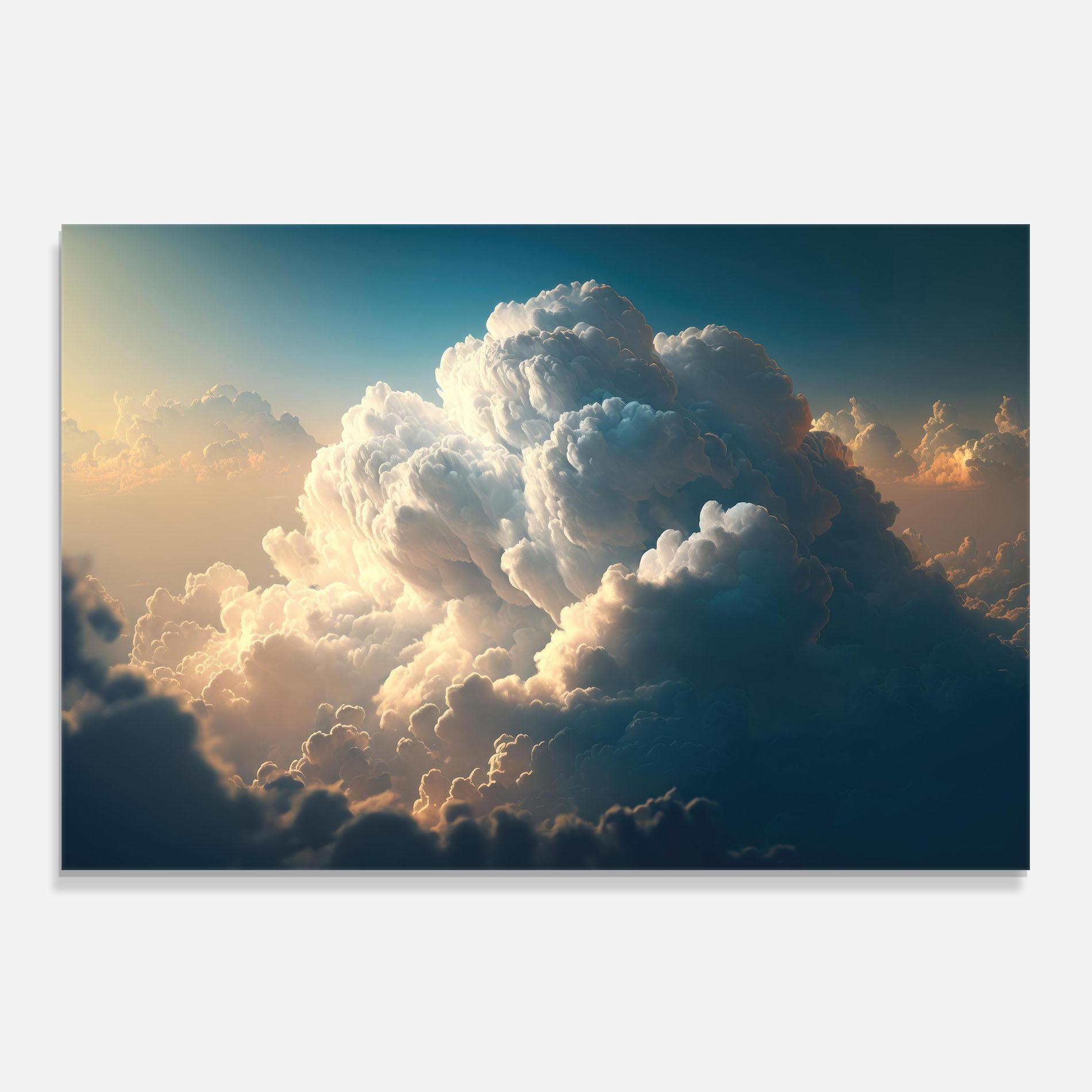 Konyhai üveg hátfal Big Puffy Clouds mockup 0