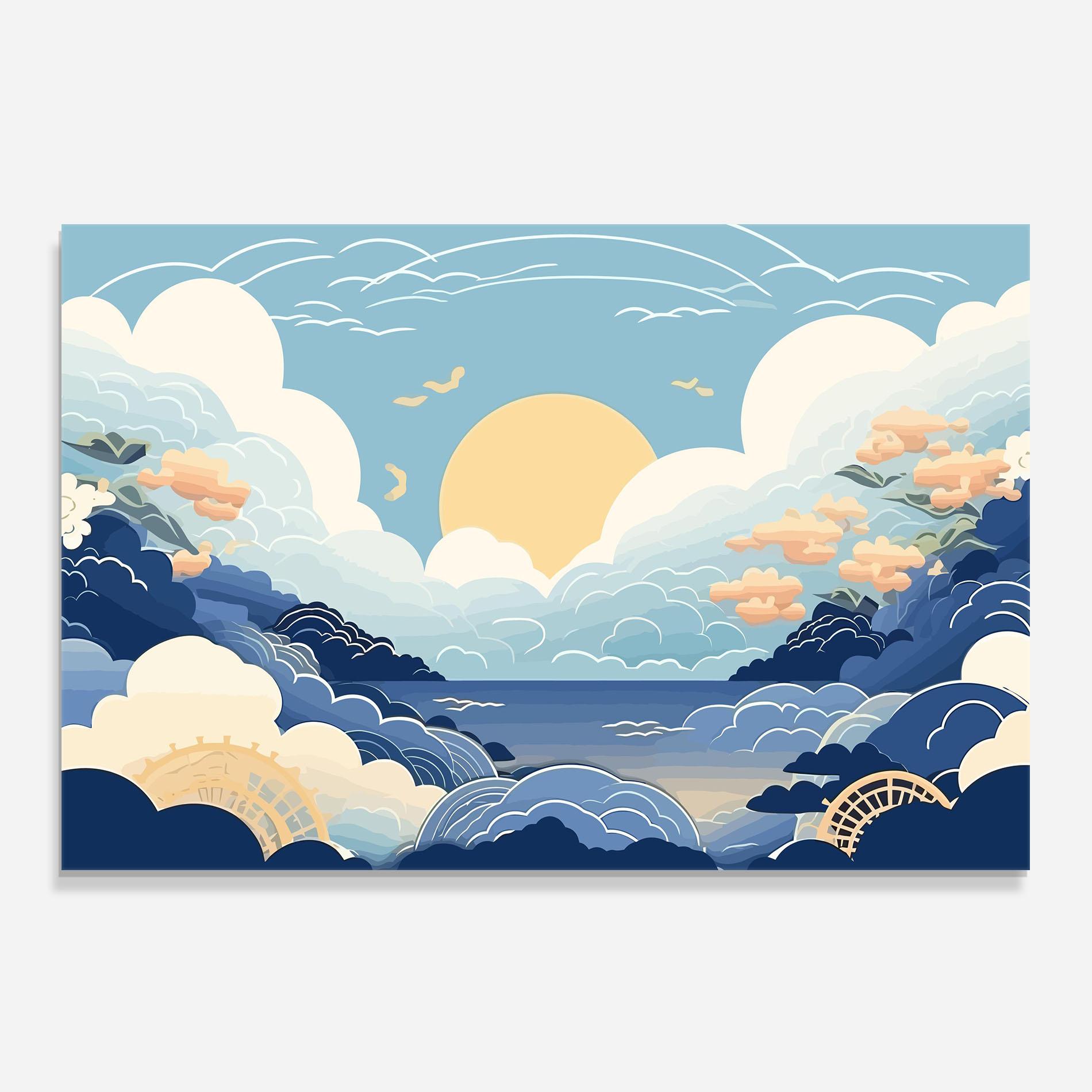 Konyhai üveg hátfal Big White Clouds mockup 0