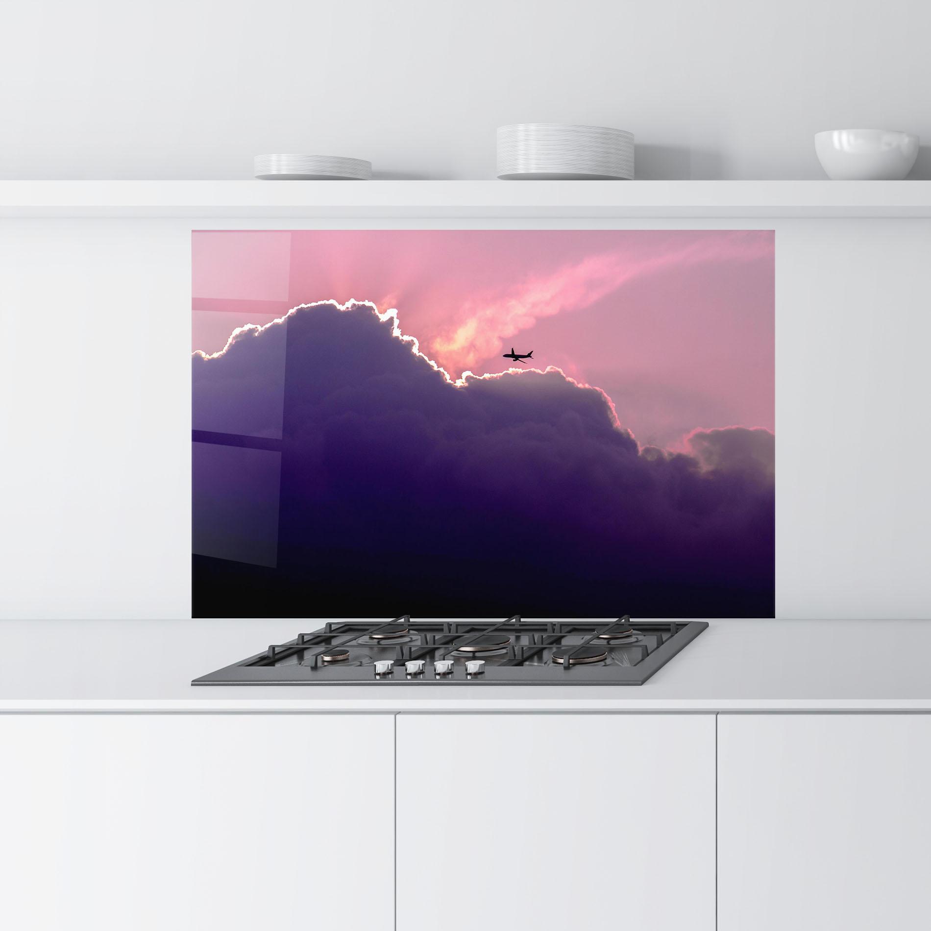 Konyhai üveg hátfal Big Purple Cloud mockup 9