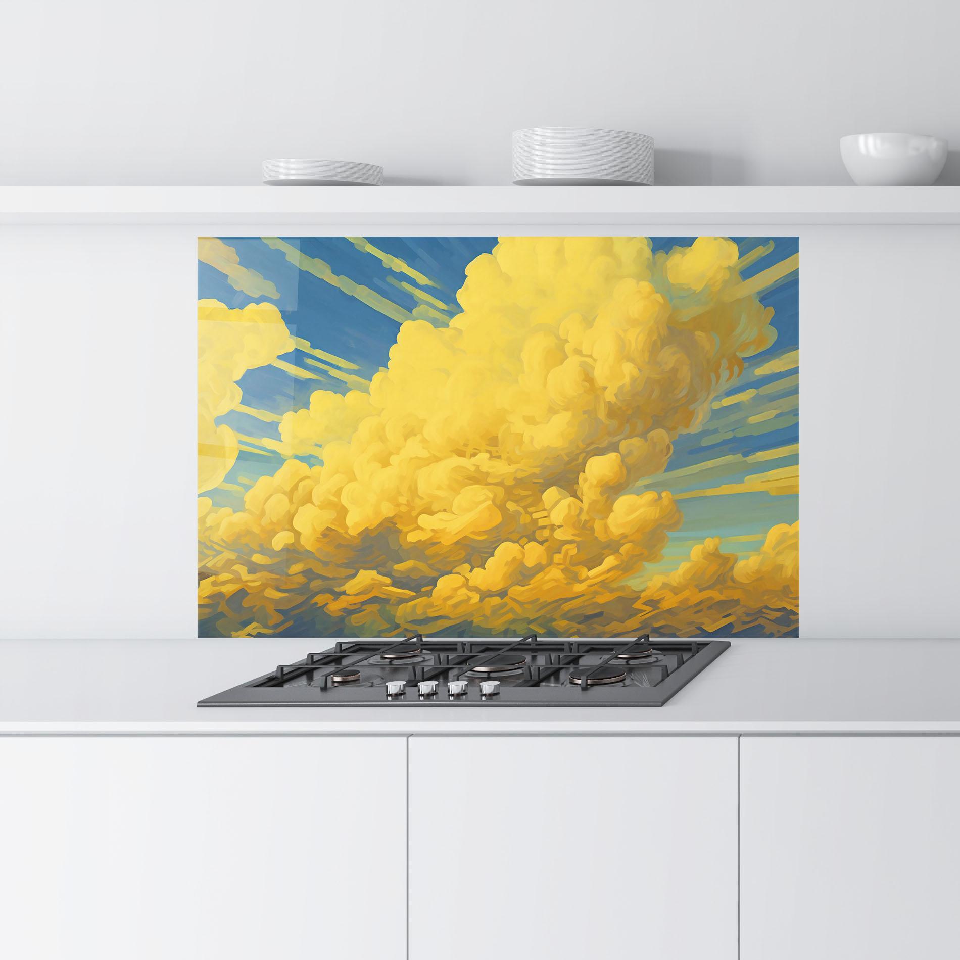 Konyhai üveg hátfal Big Yellow Cloud Art mockup 9