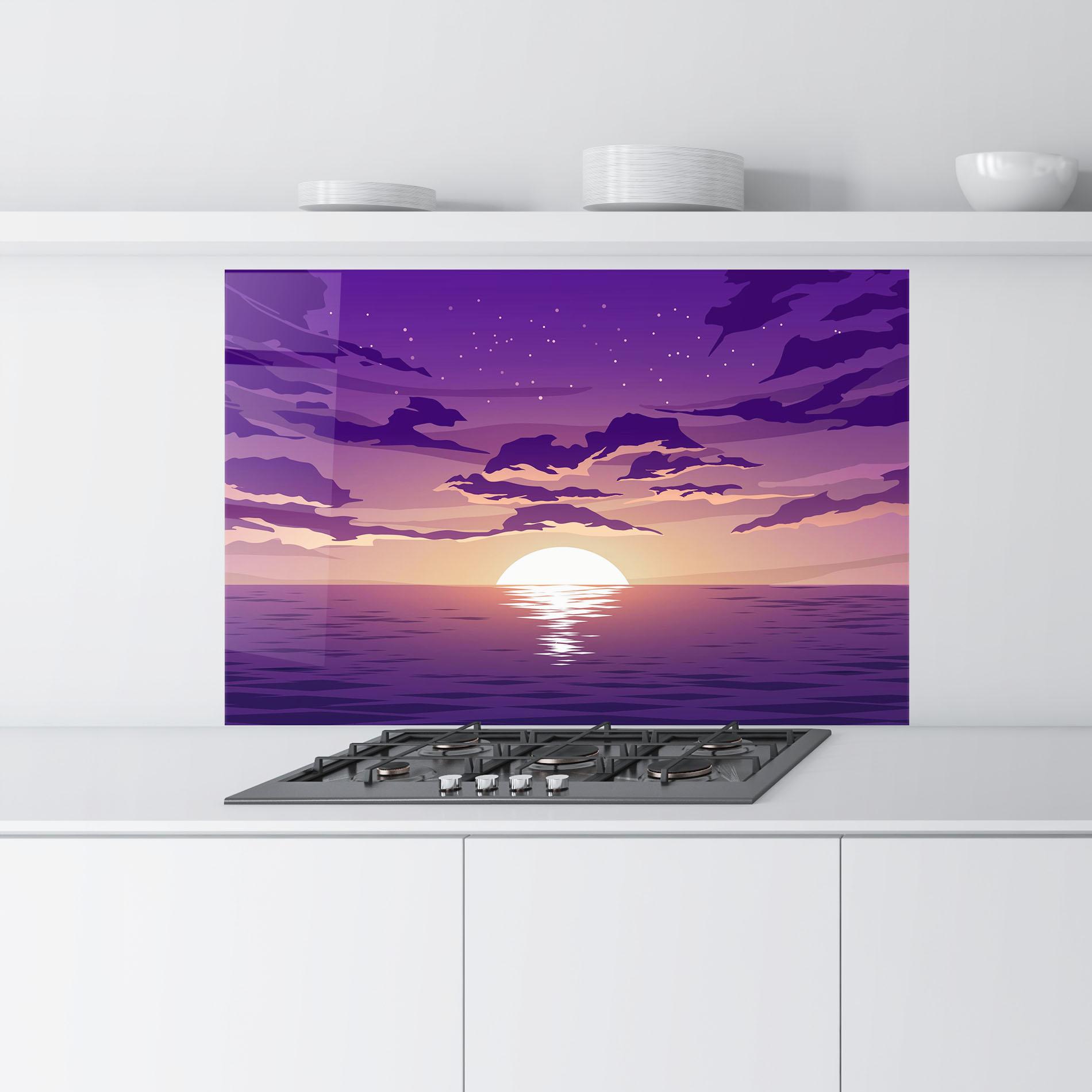 Konyhai üveg hátfal Cloud Purple mockup 9