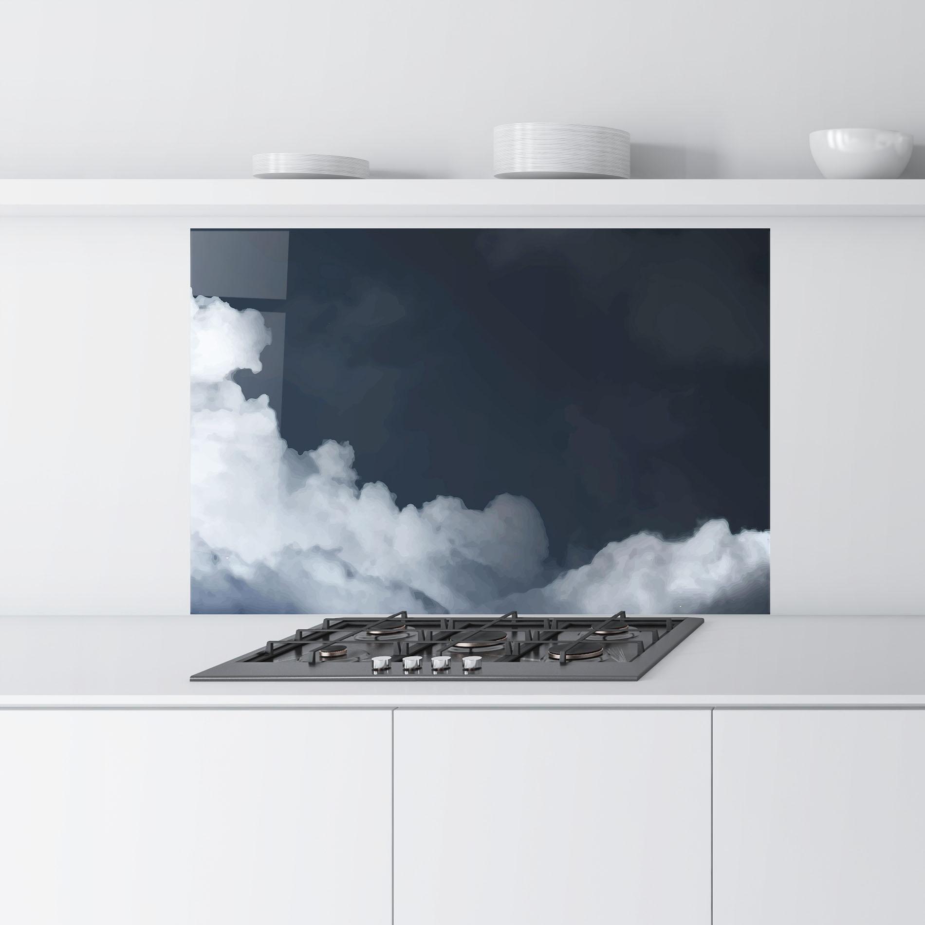 Konyhai üveg hátfal Clouds Watercolor Black mockup 9