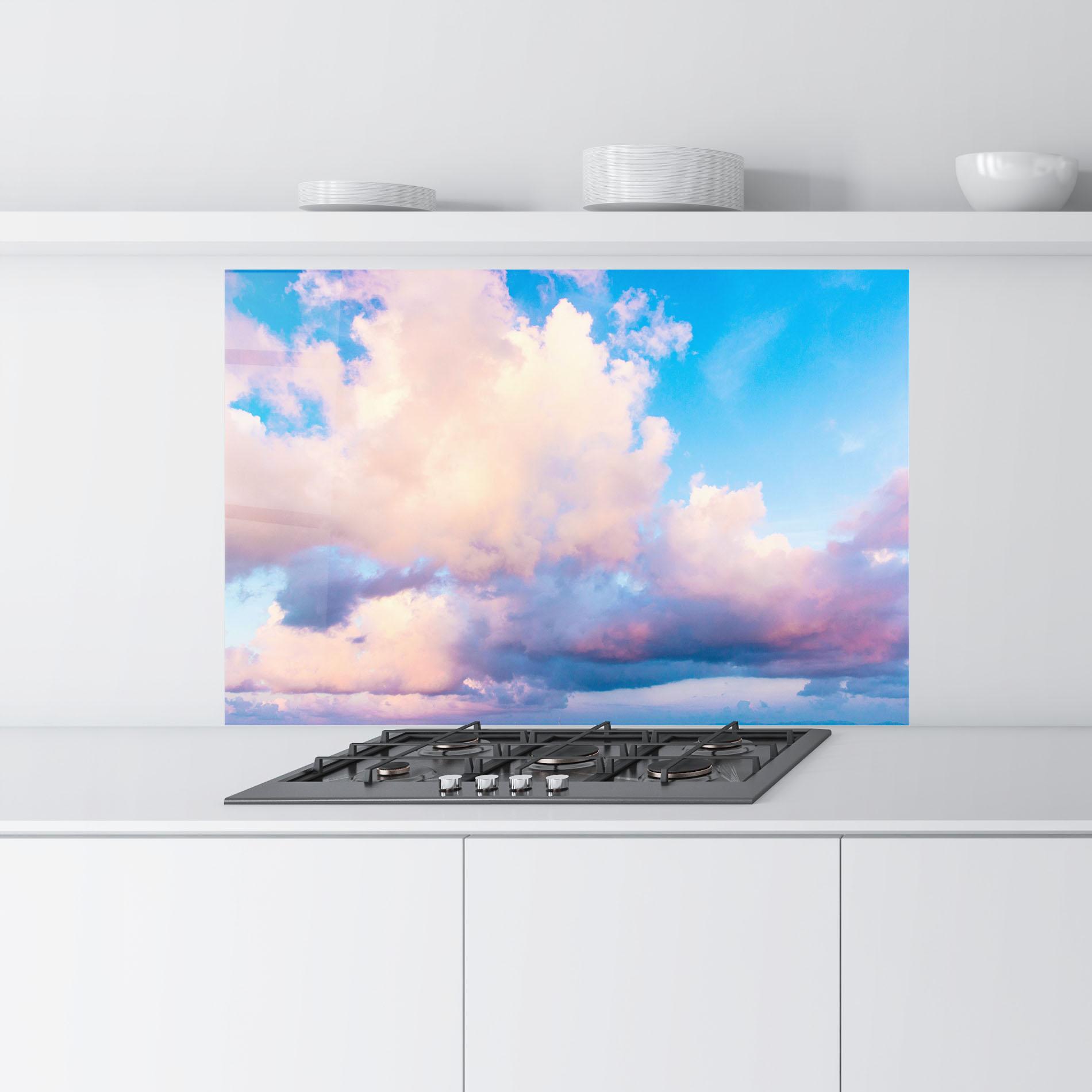 Konyhai üveg hátfal Dreamy Pink Clouds mockup 9