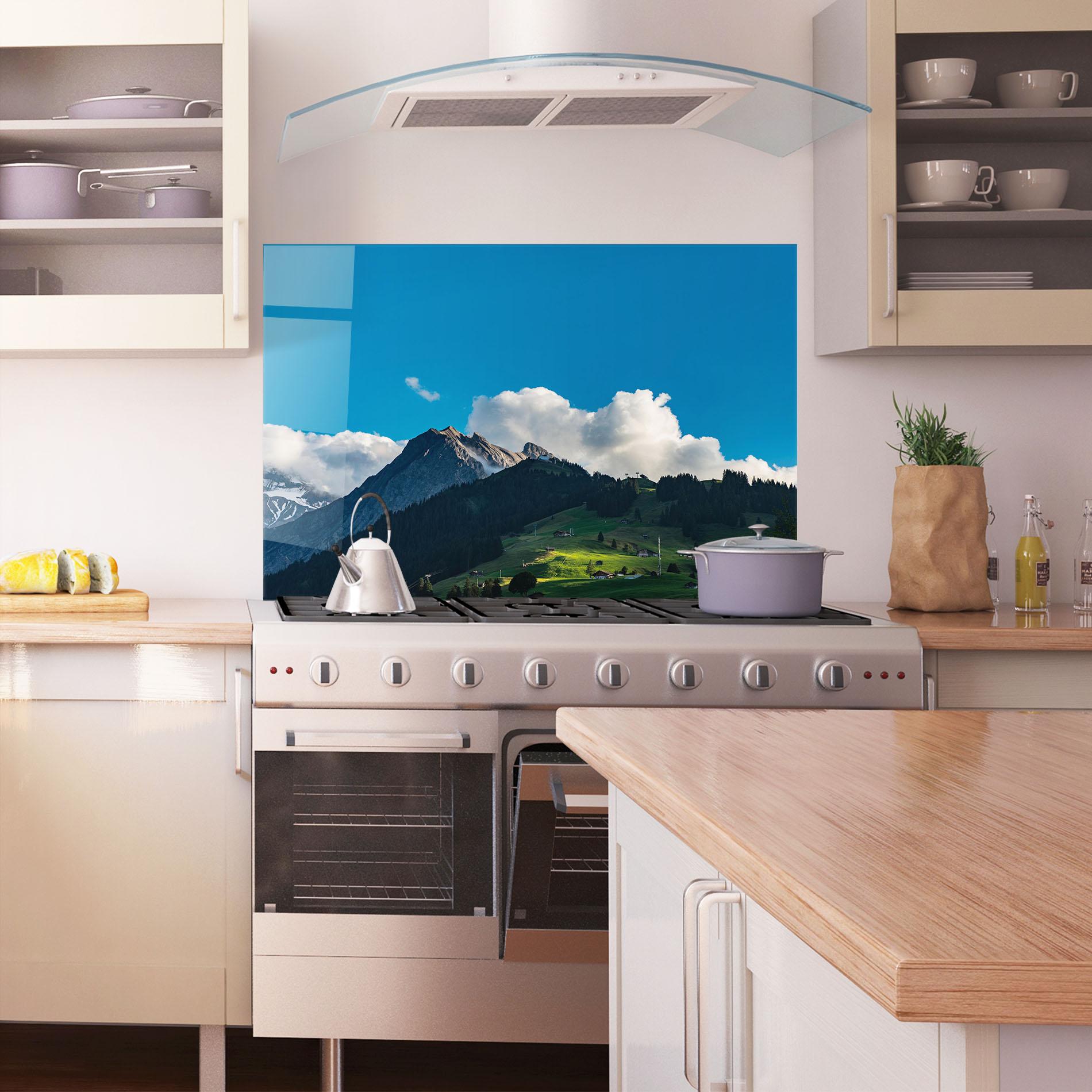 Konyhai üveg hátfal Beautiful Mountain Cloud View mockup 1