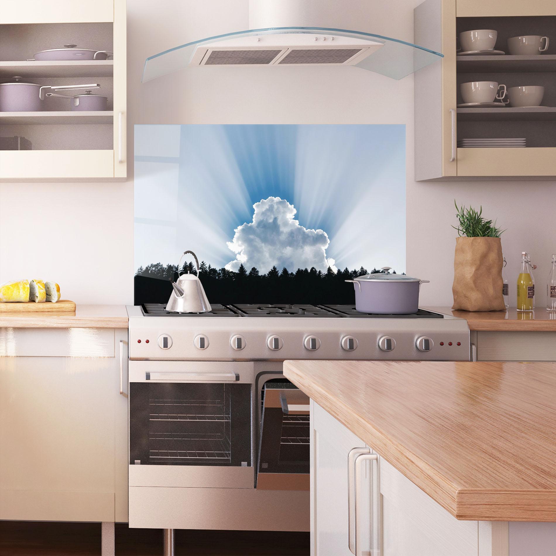 Konyhai üveg hátfal Big White Cloud Light mockup 1