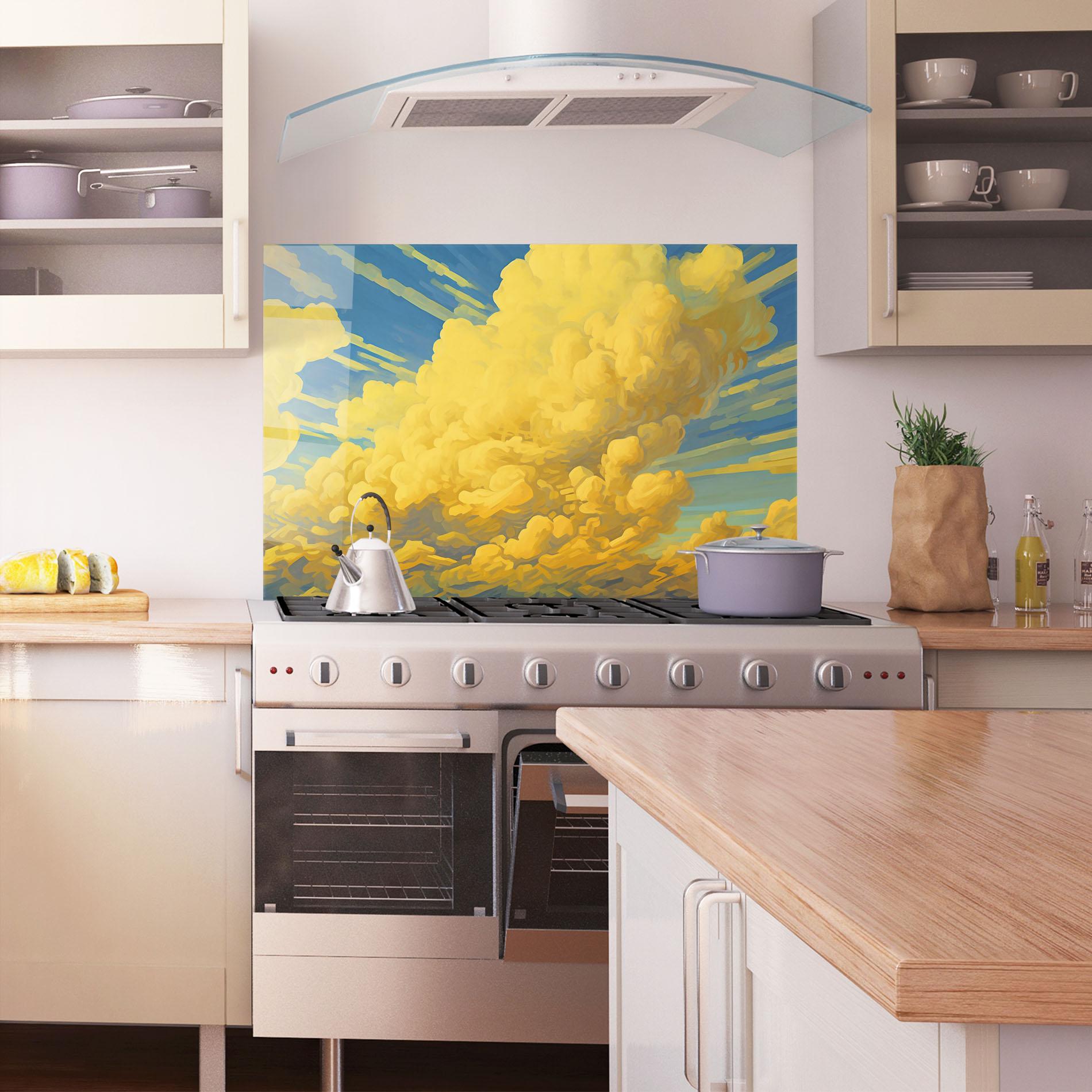 Konyhai üveg hátfal Big Yellow Cloud Art mockup 1