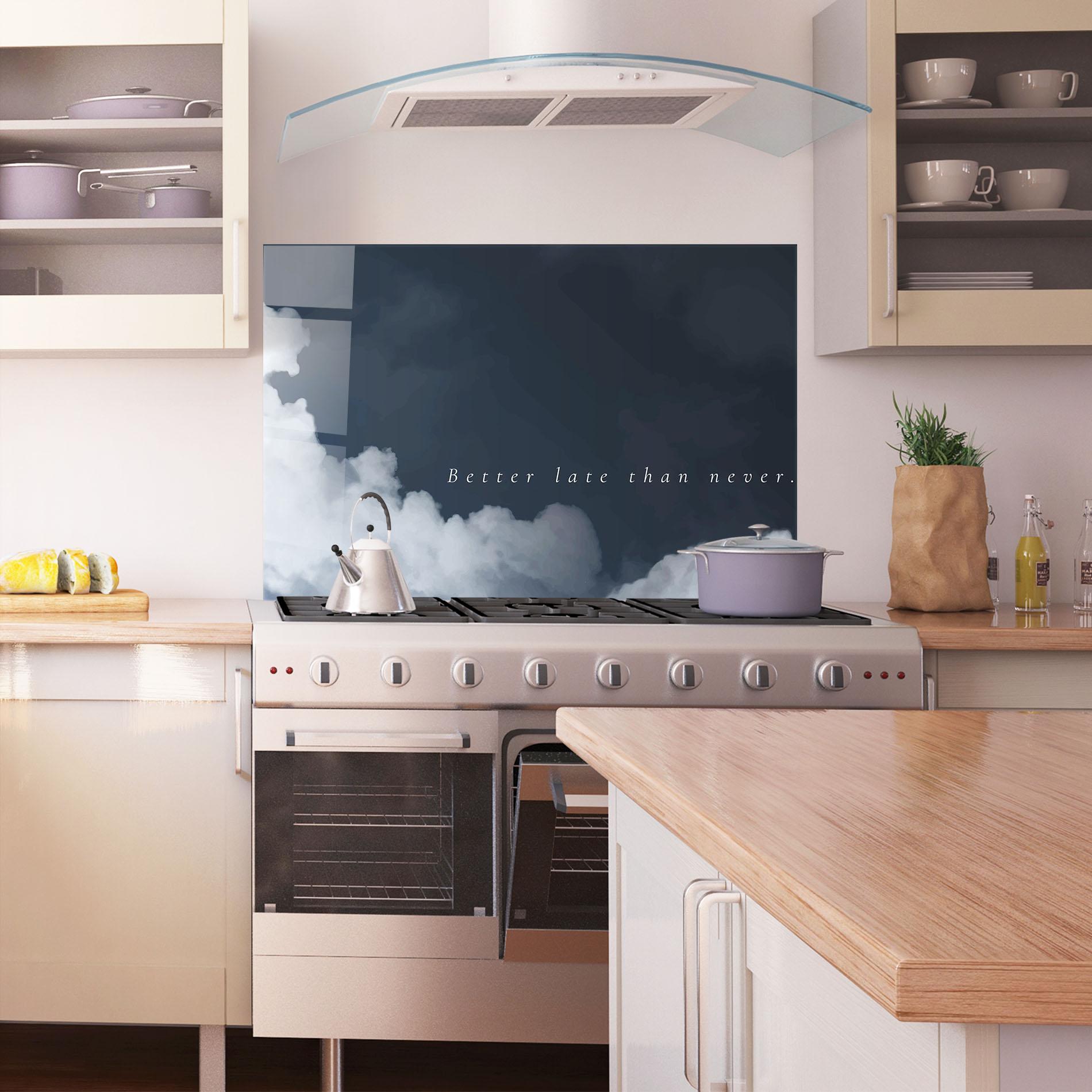 Konyhai üveg hátfal Clouds Text Black mockup 1