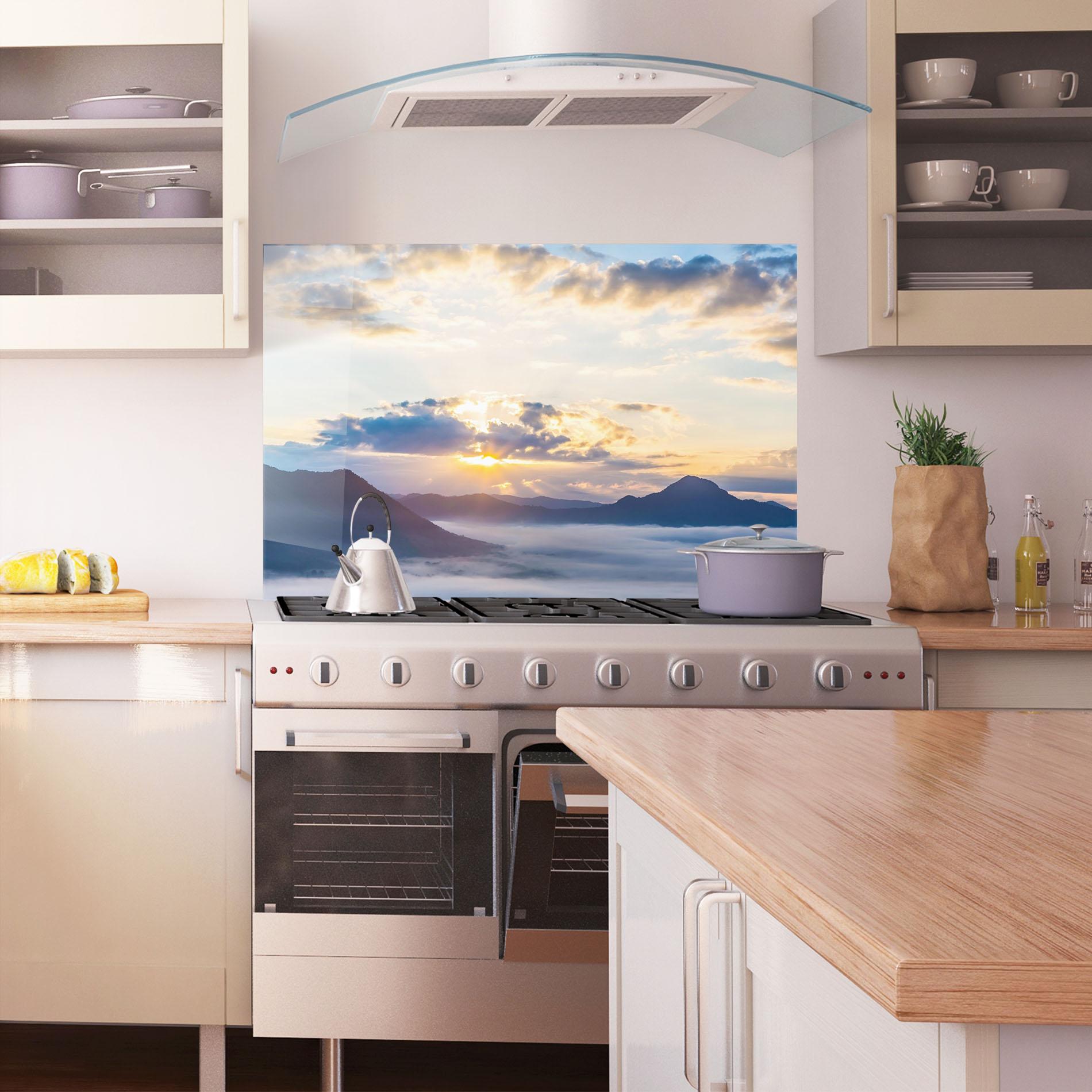 Konyhai üveg hátfal Fantastic Clouds mockup 1