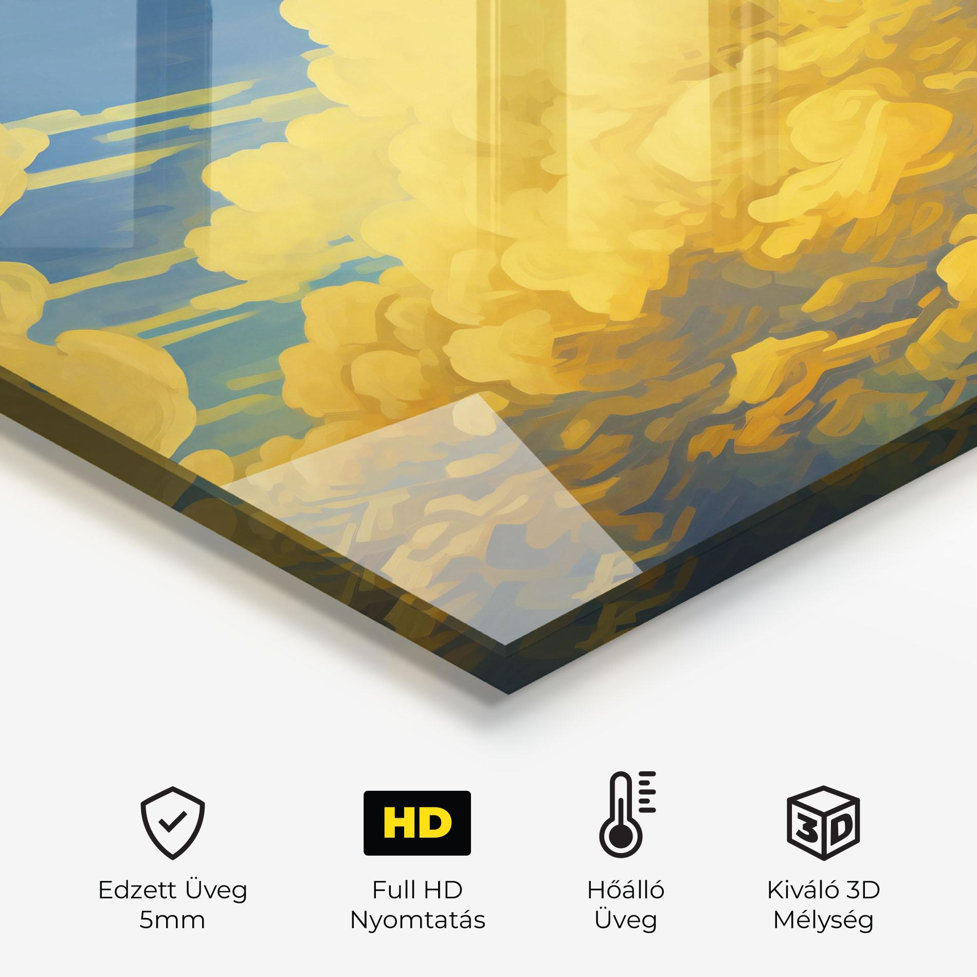 Konyhai üveg hátfal Big Yellow Cloud Art mockup 2