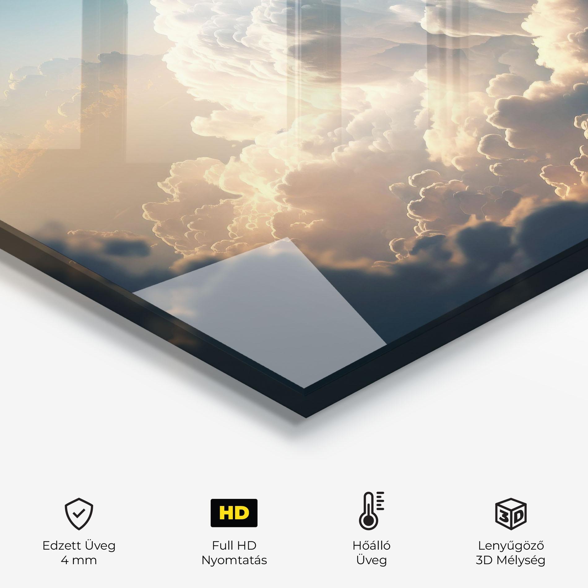 Konyhai üveg hátfal Big Puffy Clouds mockup 2