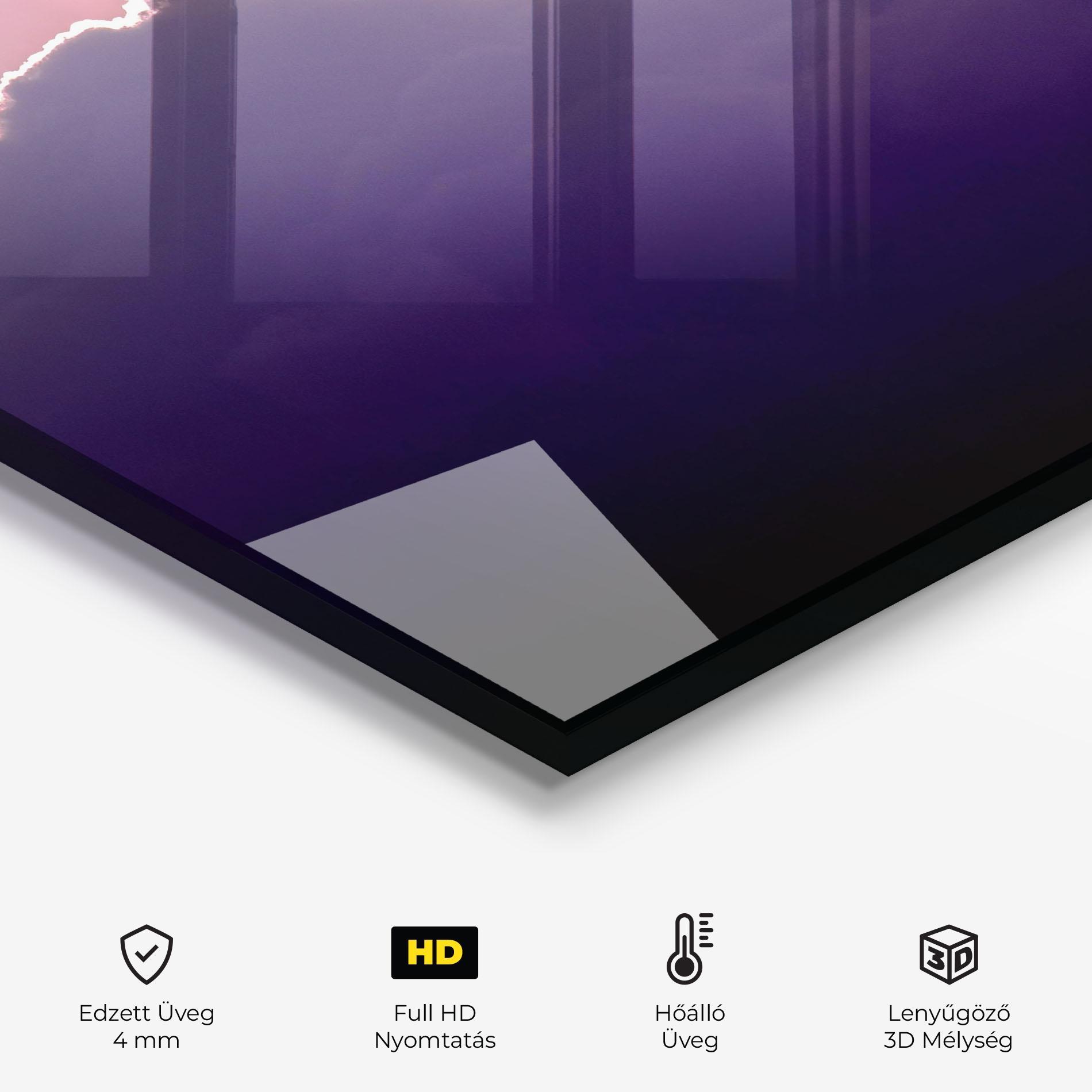 Konyhai üveg hátfal Big Purple Cloud mockup 2