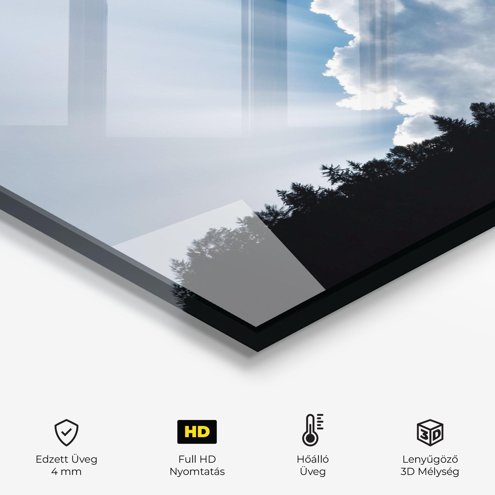 Konyhai üveg hátfal Big White Cloud Light mockup 2