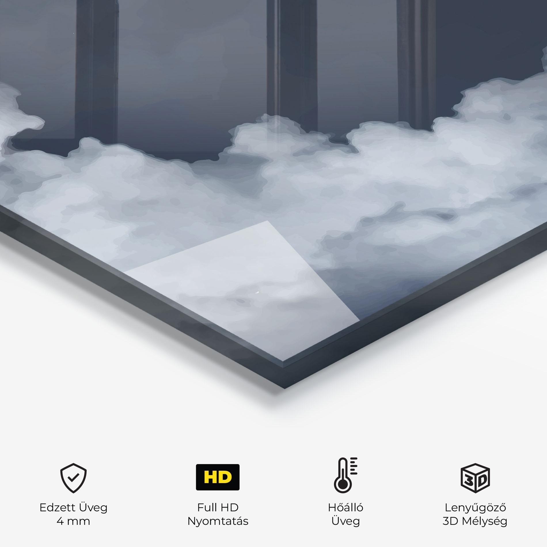 Konyhai üveg hátfal Clouds Watercolor Black mockup 2