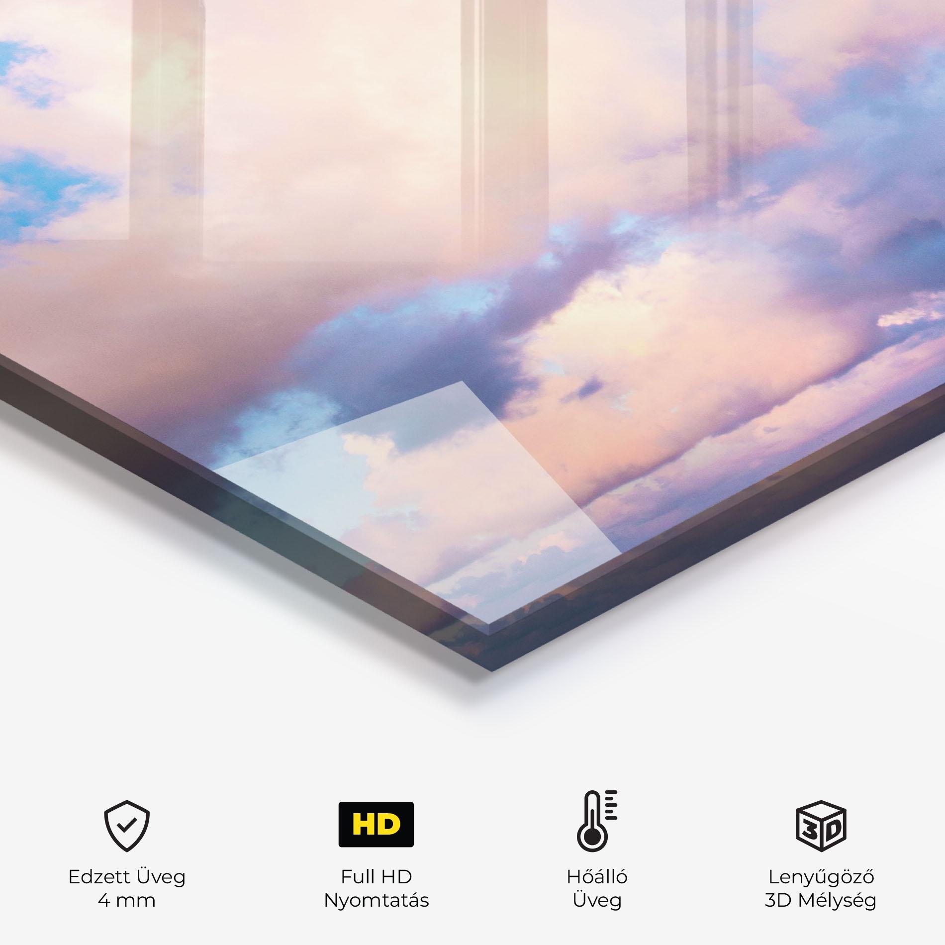 Konyhai üveg hátfal Dreamy Pink Clouds mockup 2