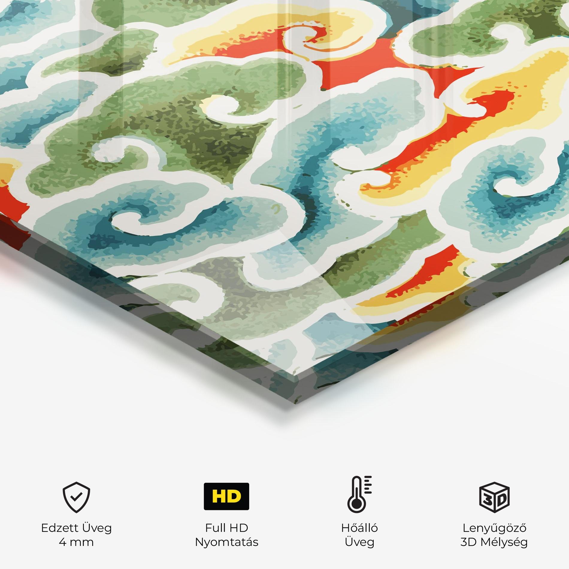 Konyhai üveg hátfal Green Blue Clouds mockup 2