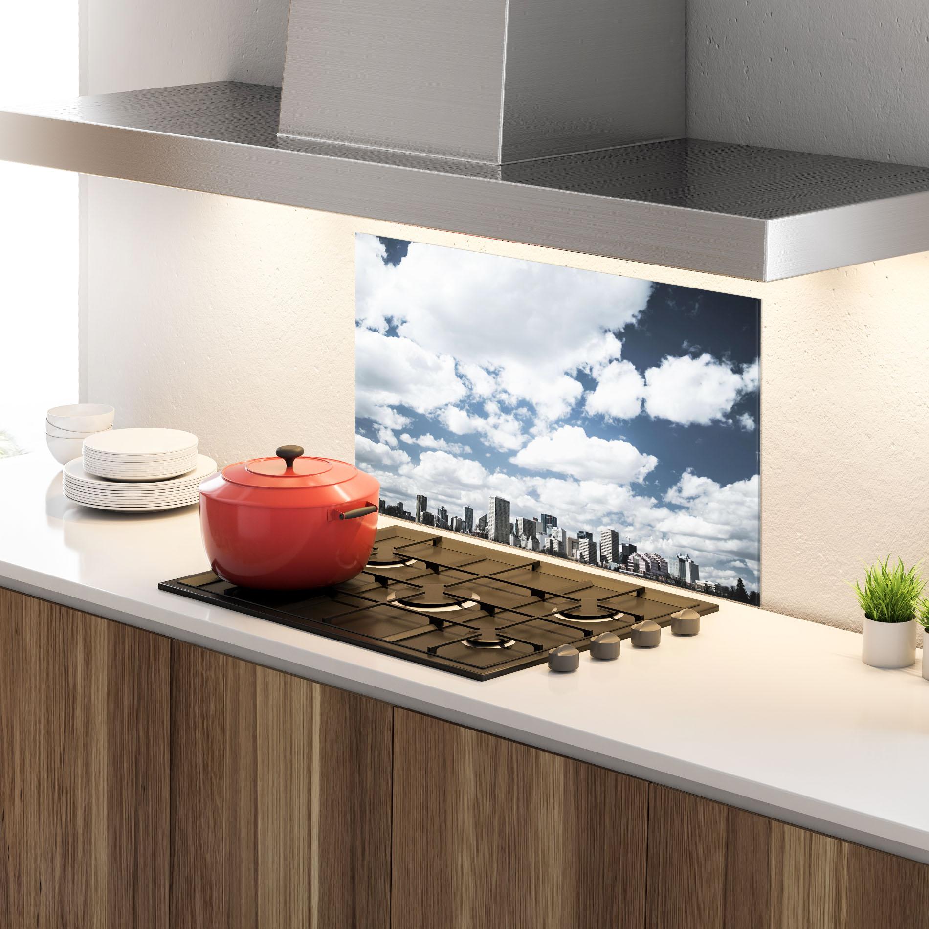 Konyhai üveg hátfal Clouds Over City mockup 4