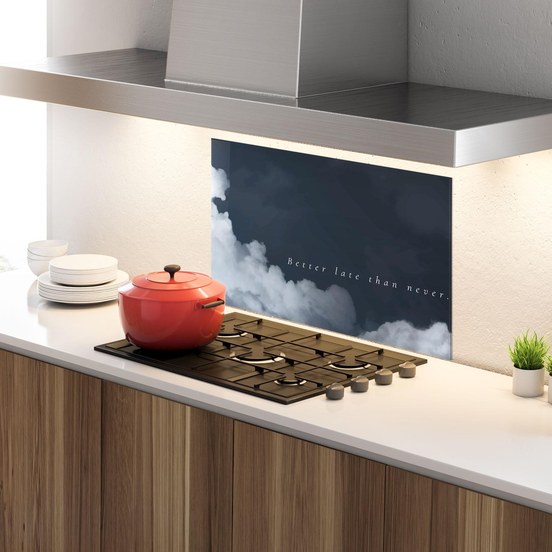 Konyhai üveg hátfal Clouds Text Black mockup 4