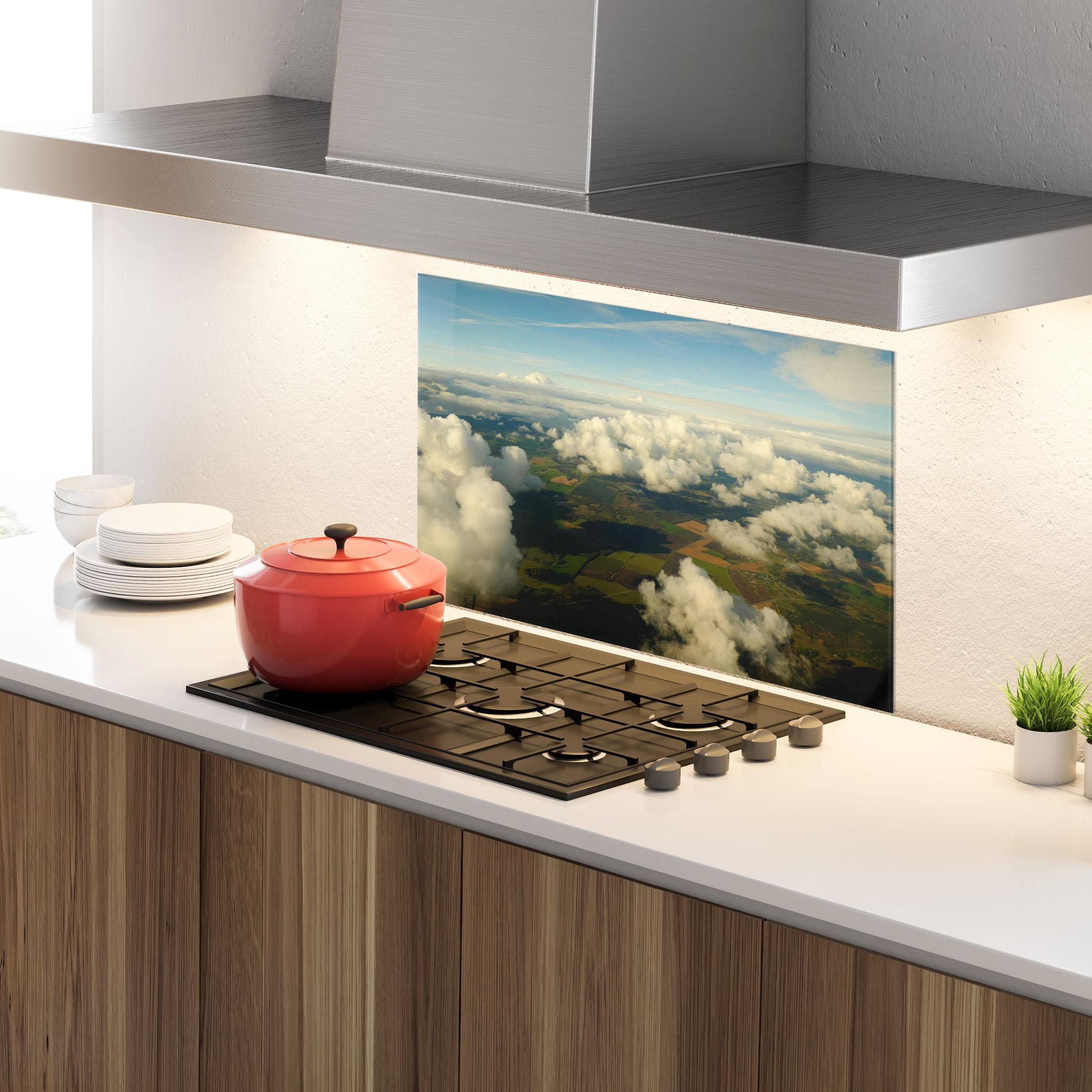 Konyhai üveg hátfal Clouds View From Plane mockup 4